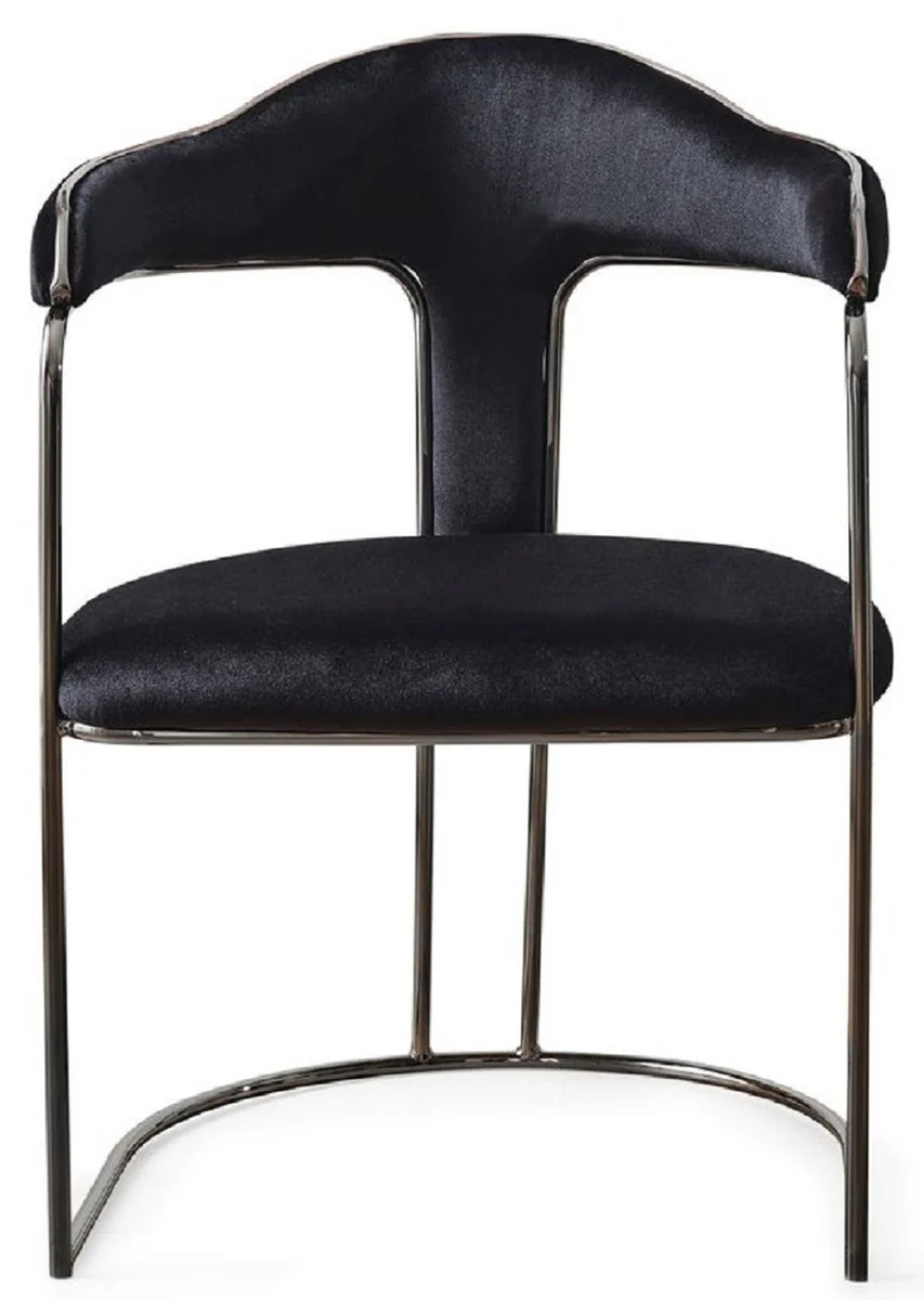 Luxury Art Deco dining room chair set of 6 with armrests black / bronze 60 x 58 x H. 92 cm - Dining room furniture - Restaurant furniture - Art Deco furniture - Luxury furniture
