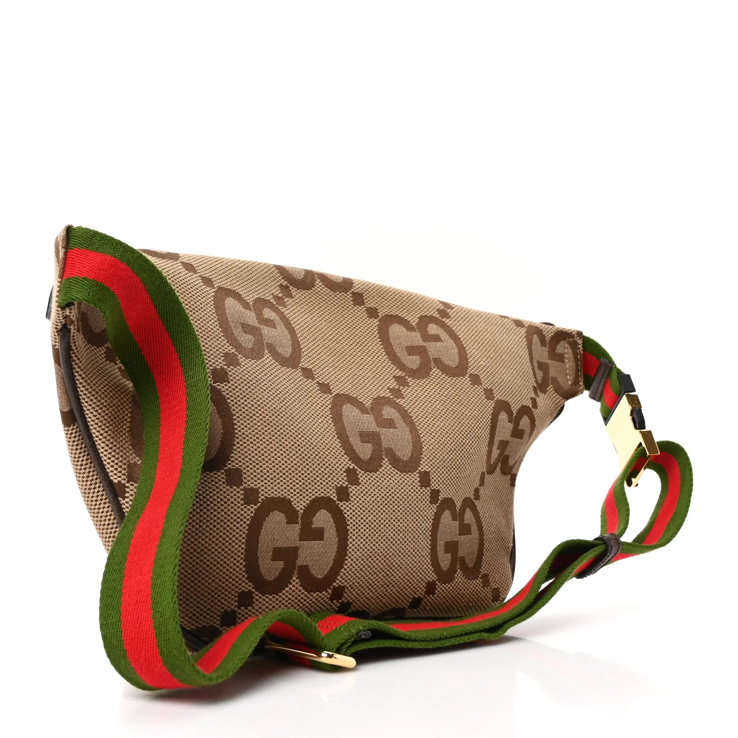 Monogram Jumbo GG Textured Dollar Calfskin Web Belt Bag Camel Ebony New Acero - Top Club