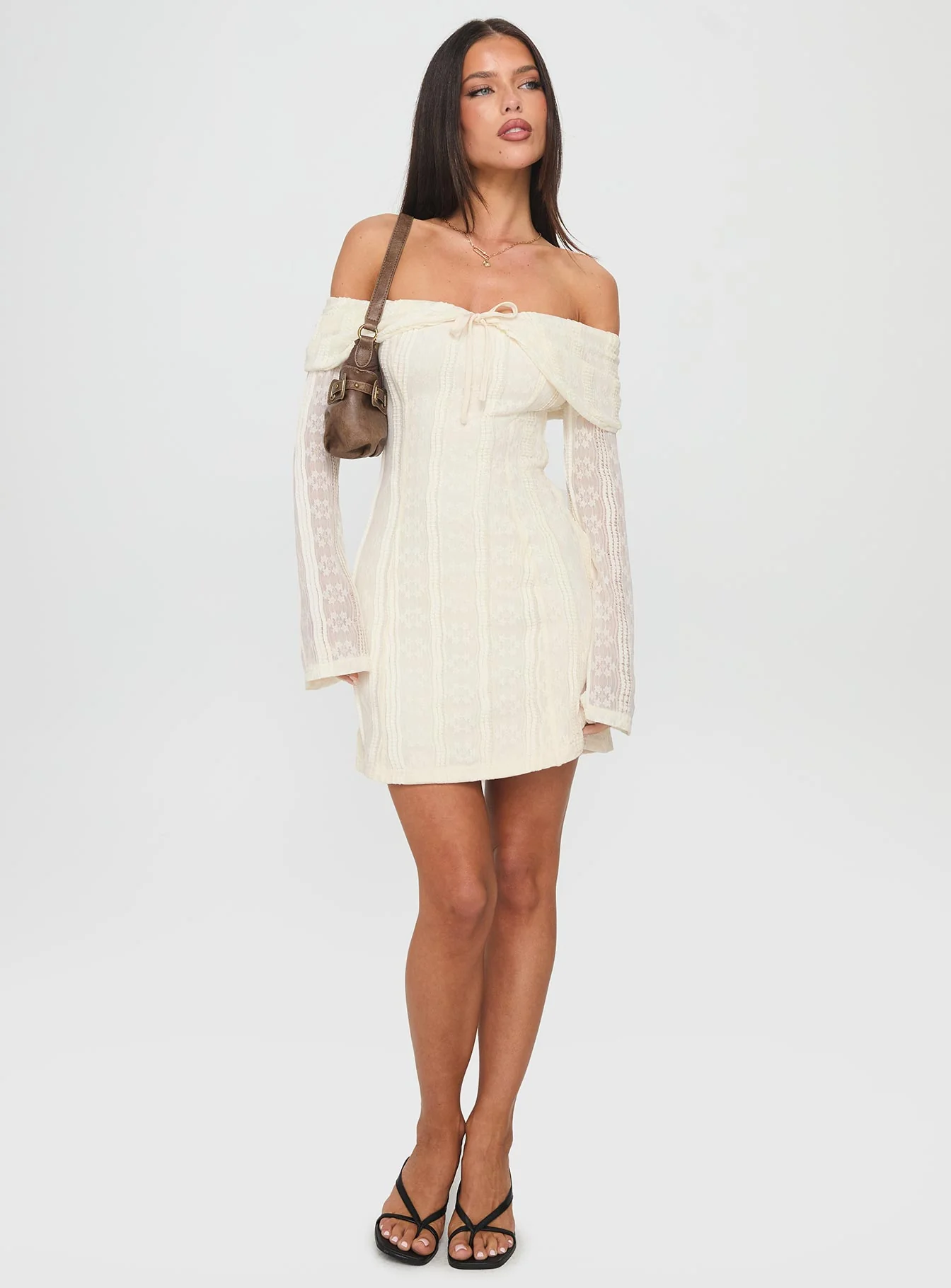 Colettie Long Sleeve Mini Dress Cream