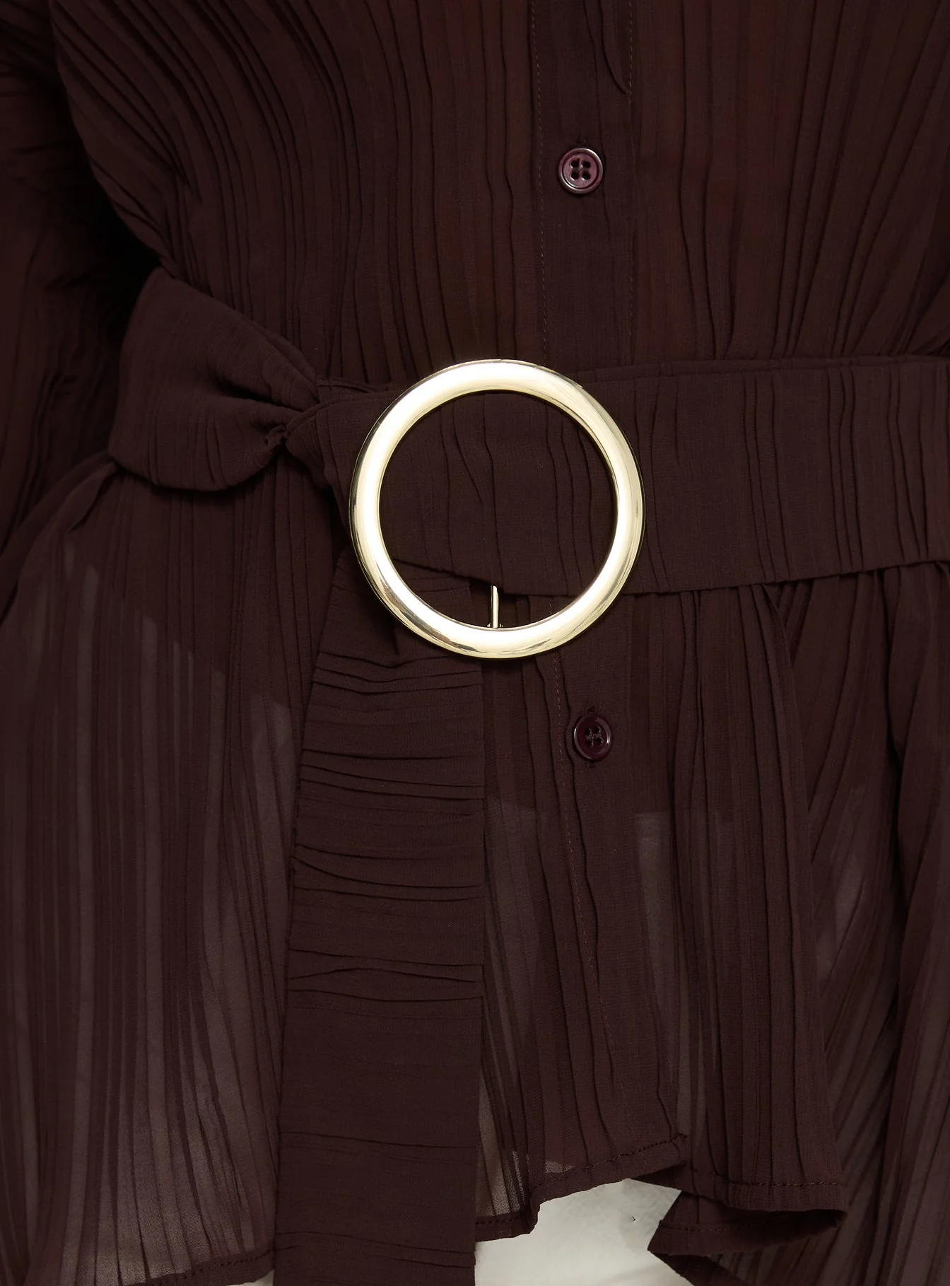 Rhiane Belted Long Sleeve Shirt Chocolate