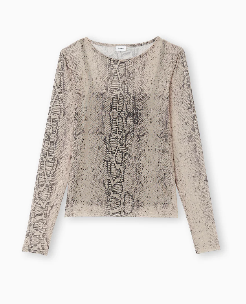 Pimkie Top manches longues en résille motif python