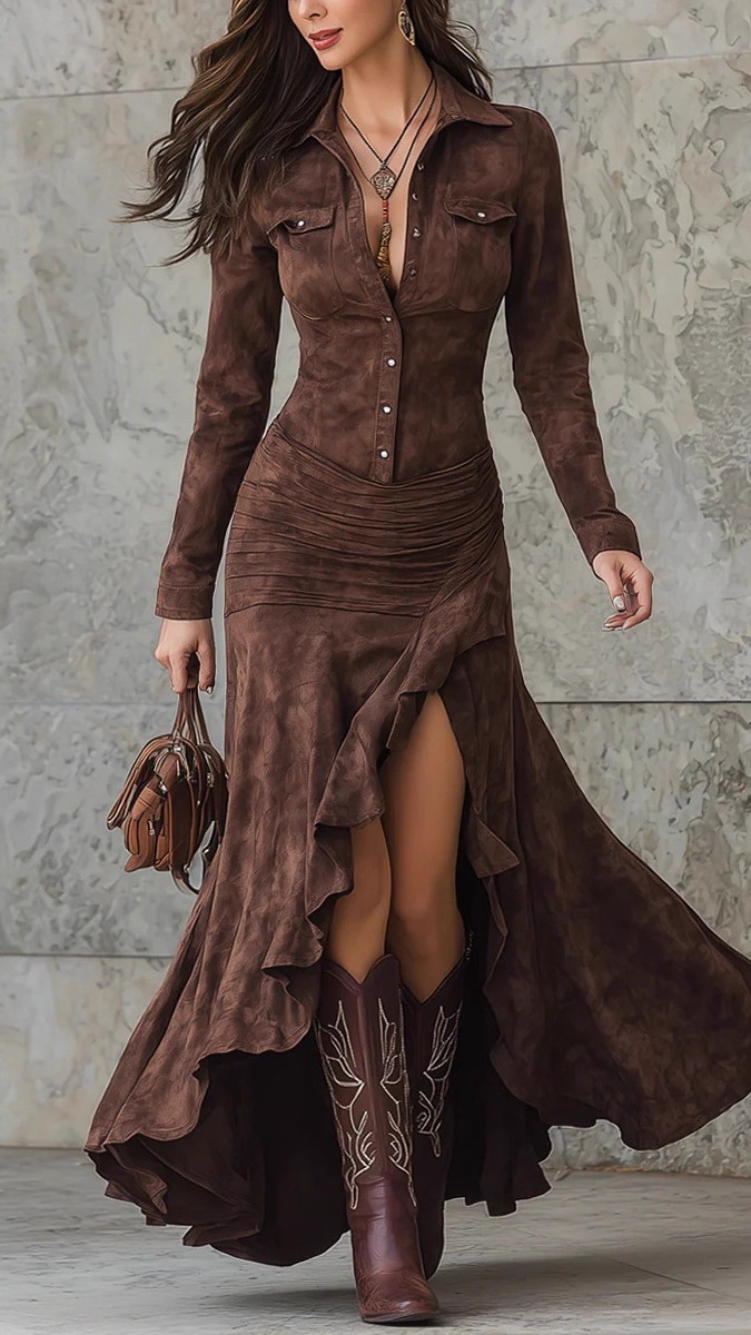 Women's Slim-Fit Long Dress with Zipper, Stand Collar, and Side Slit - Nordfashionstorm - Women's Clothing, Fashion for You - Nordfashionstorm.com