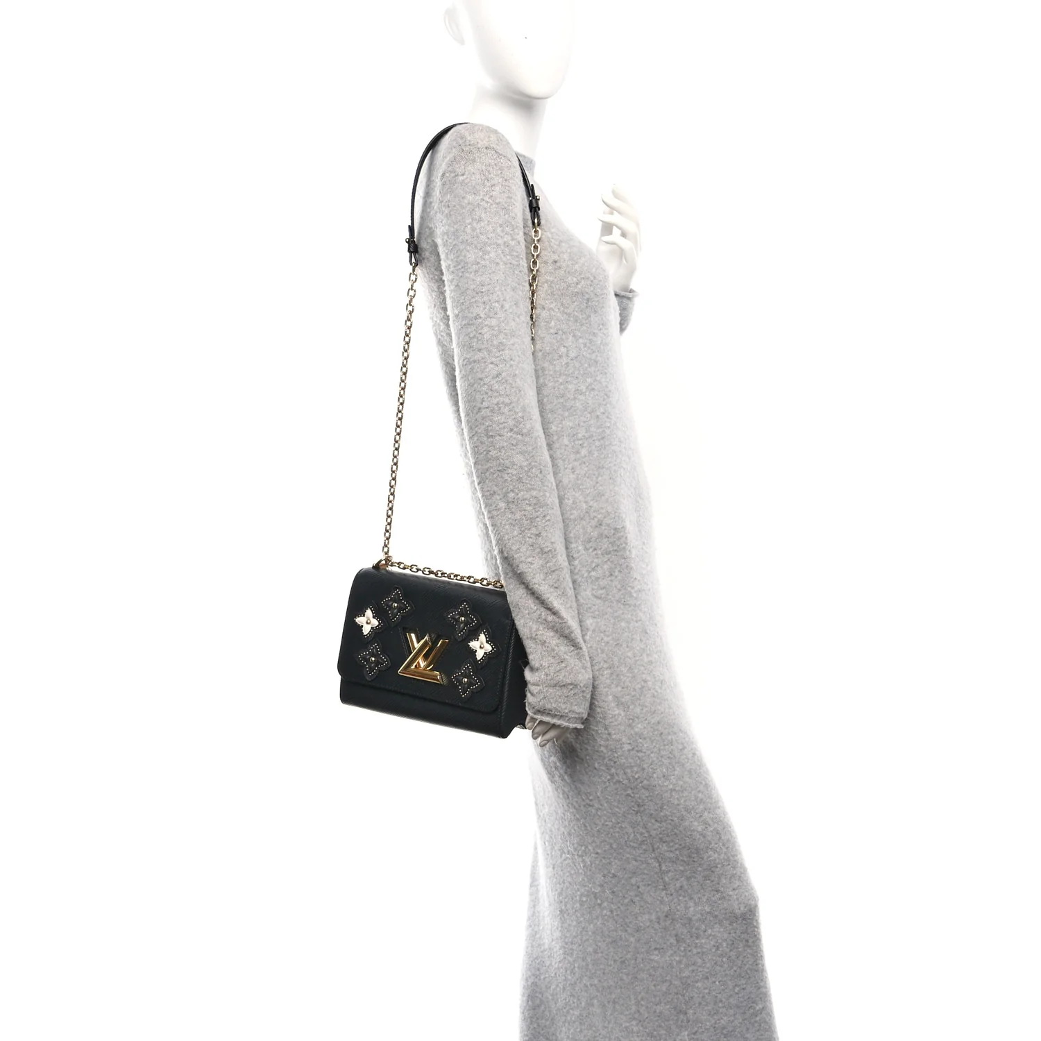 Epi Flowers Twist Shoulder Bag MM  Black