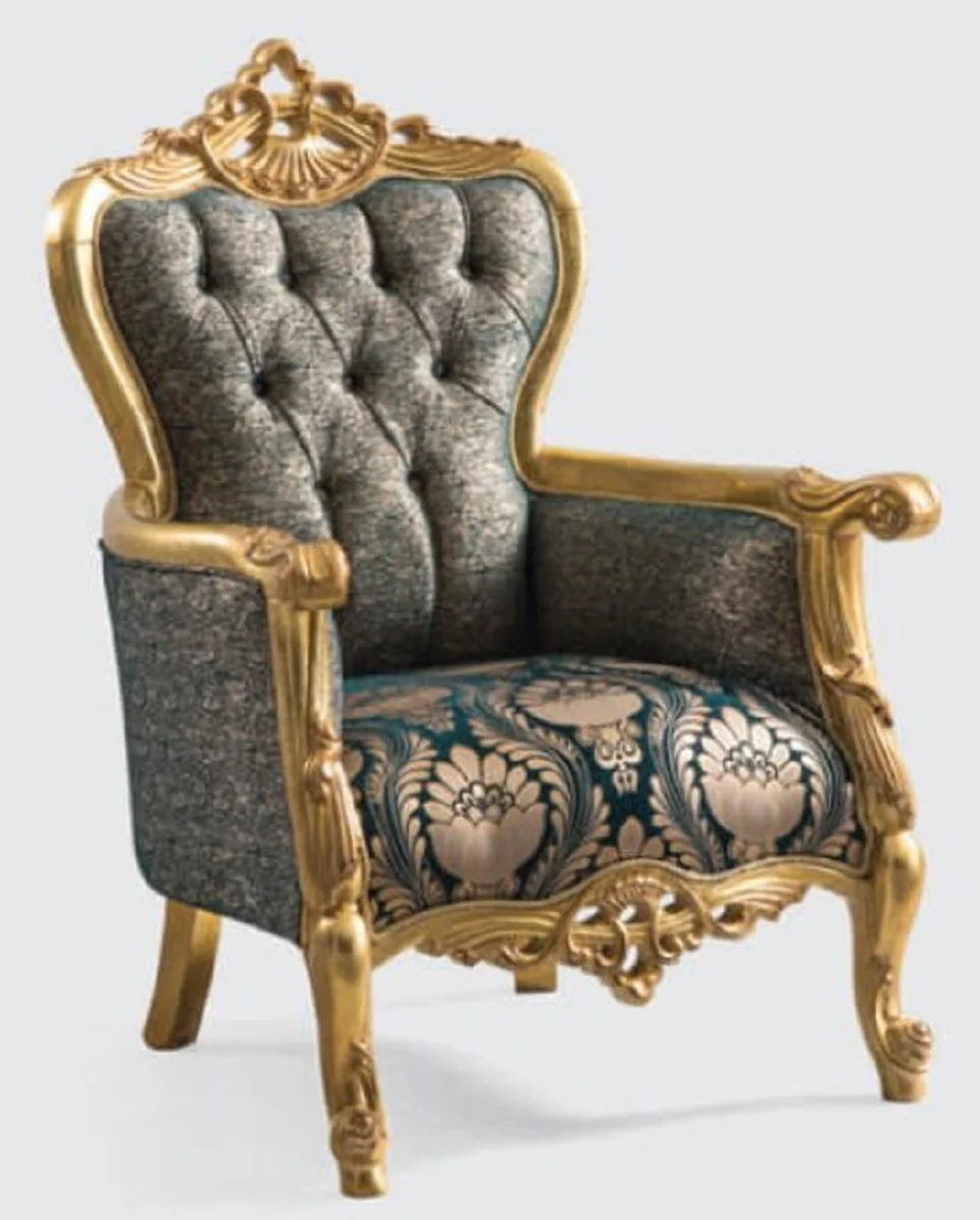 Luxury Baroque Living Room Set Green / Gold - 2 Sofas & 2 Armchairs & 1 Coffee Table - Handcrafted Living Room Furniture in Baroque Style - Noble & Magnificent