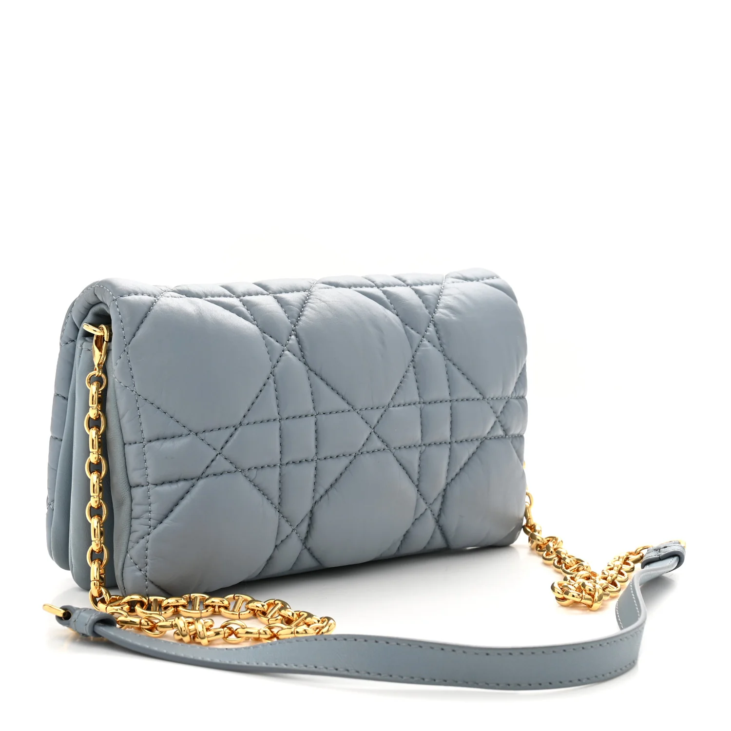 Lambskin Macrocannage Mini Dior Caro Bag Cloud Blue - Top Club
