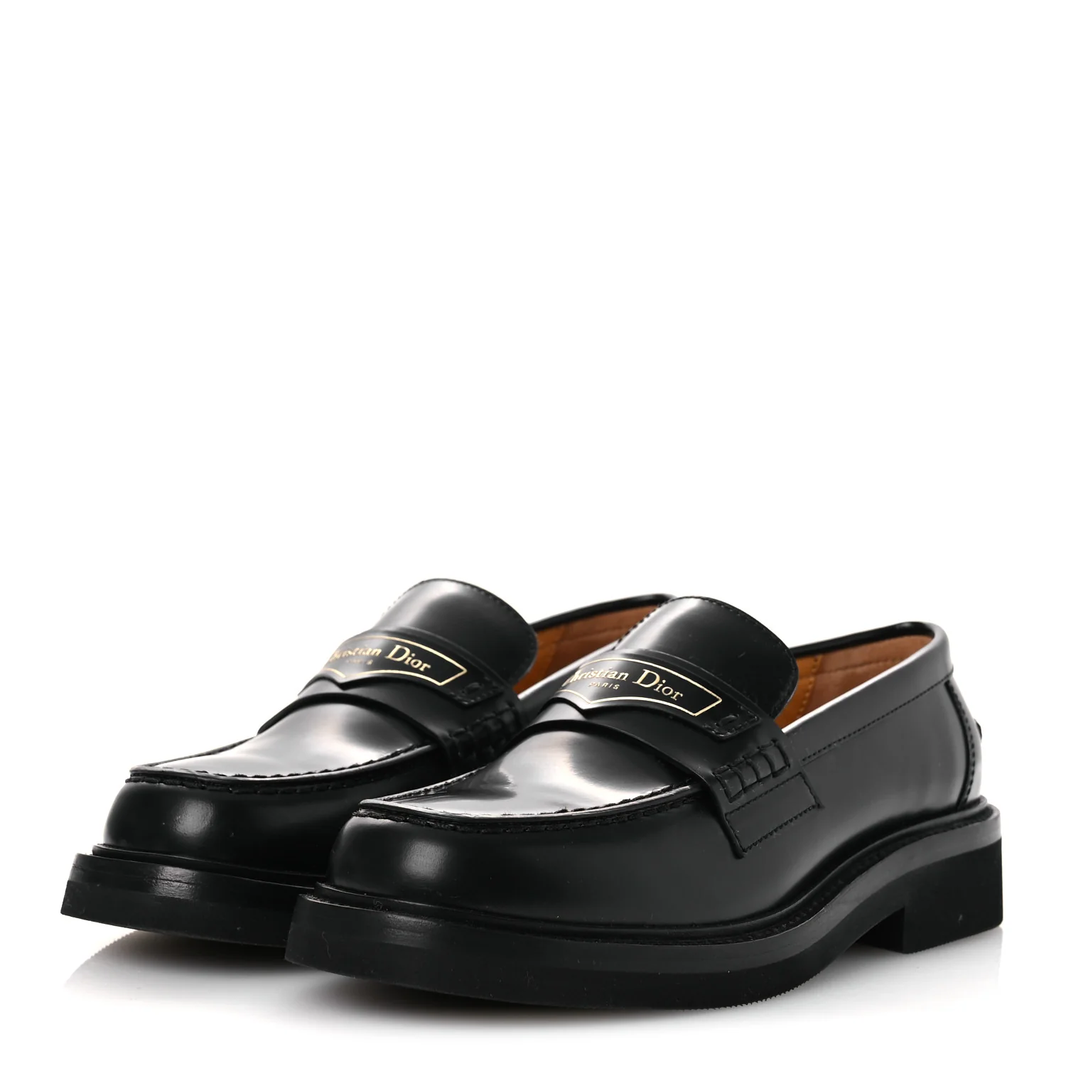 Brushed Calfskin Boy Platform Loafers 35.5 Black - Top Club