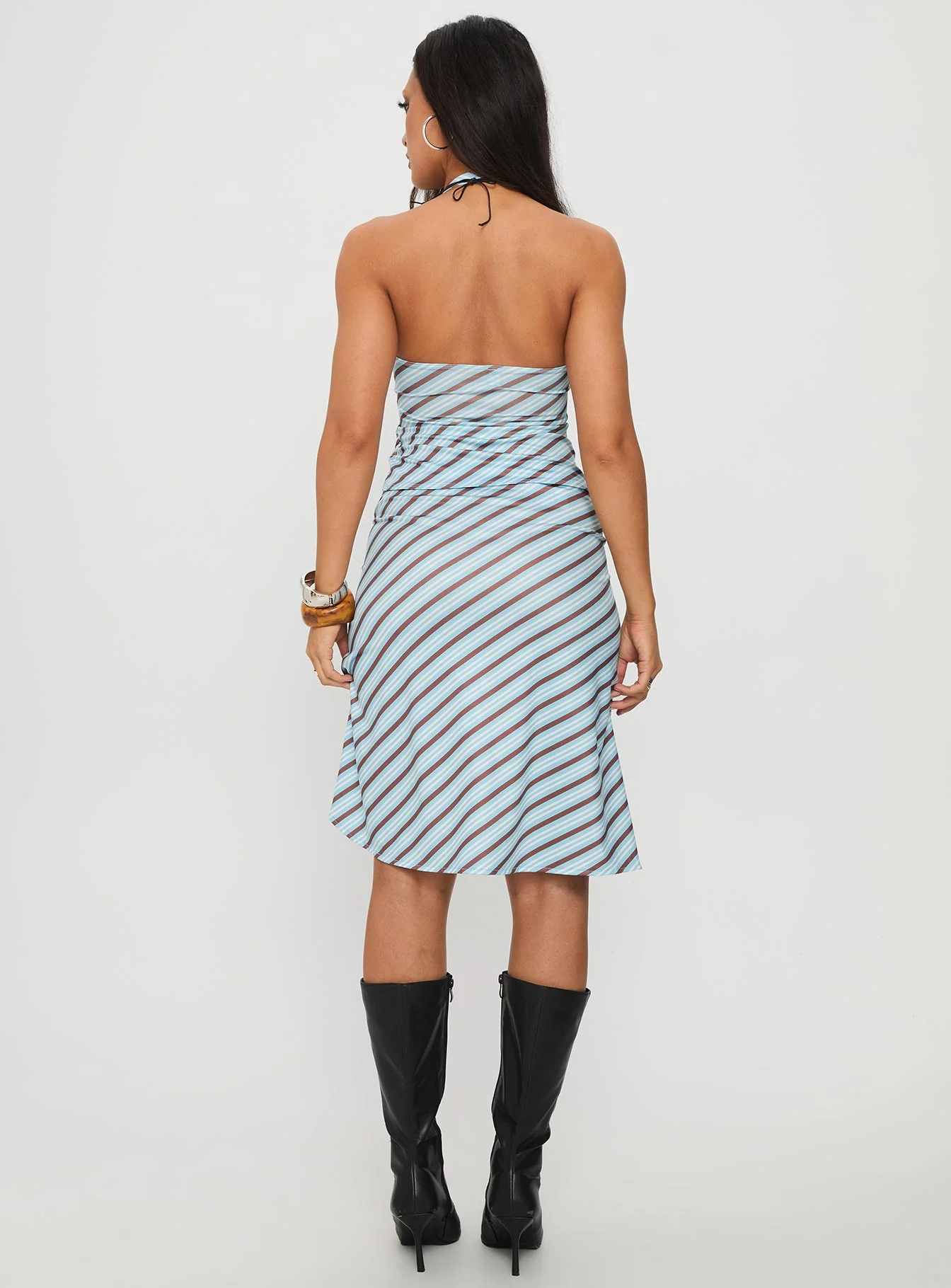 Esmeray Midi Skirt Blue Stripe