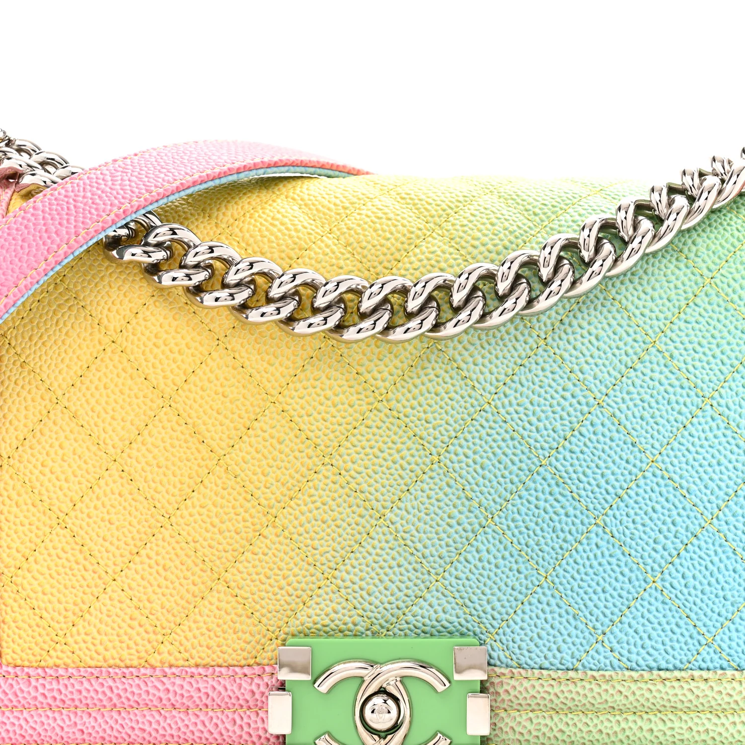 Caviar Quilted Medium Cuba Rainbow Boy Flap Multicolor - Top Club