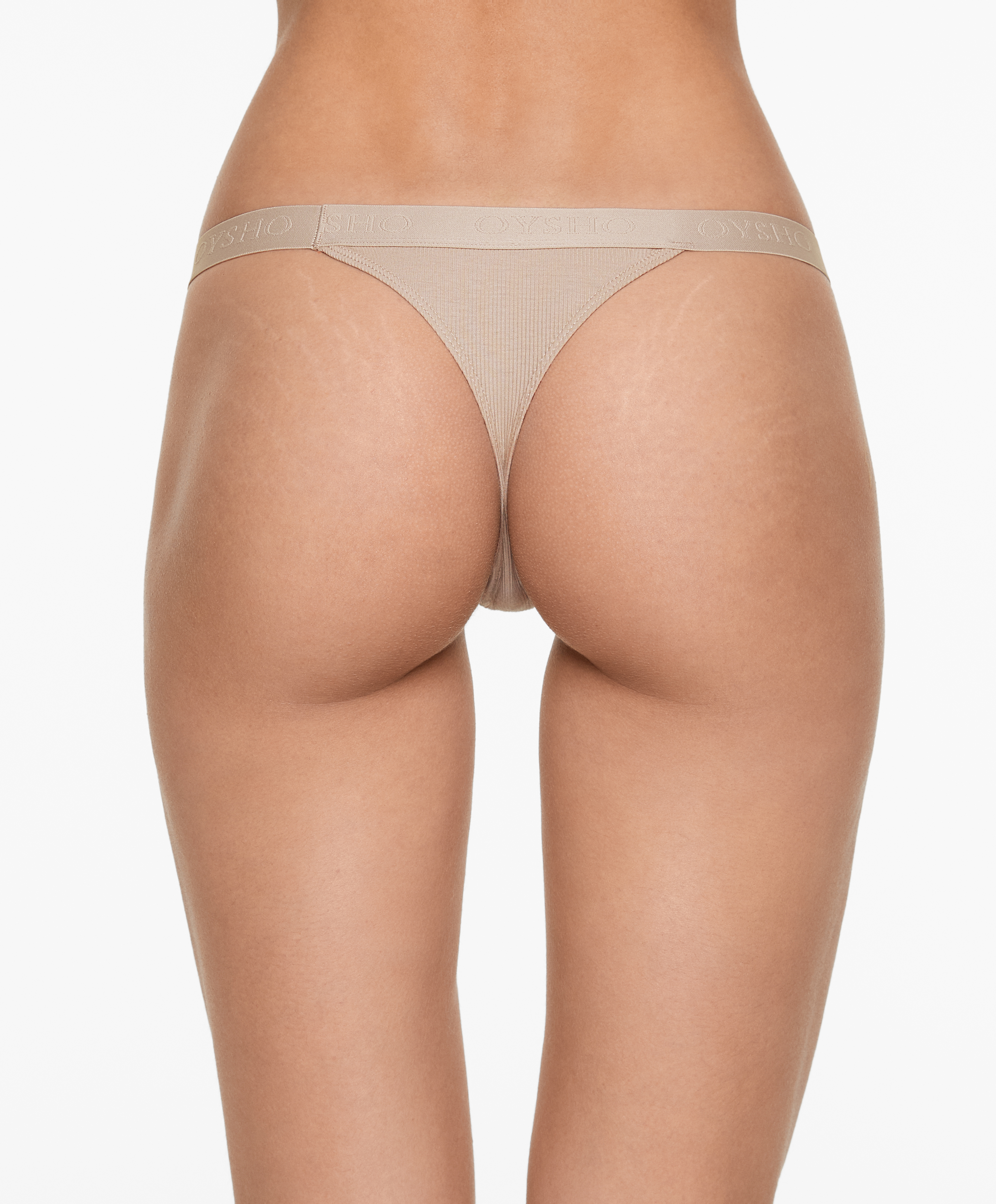 OYSHO 3 cotton blend thongs with logo