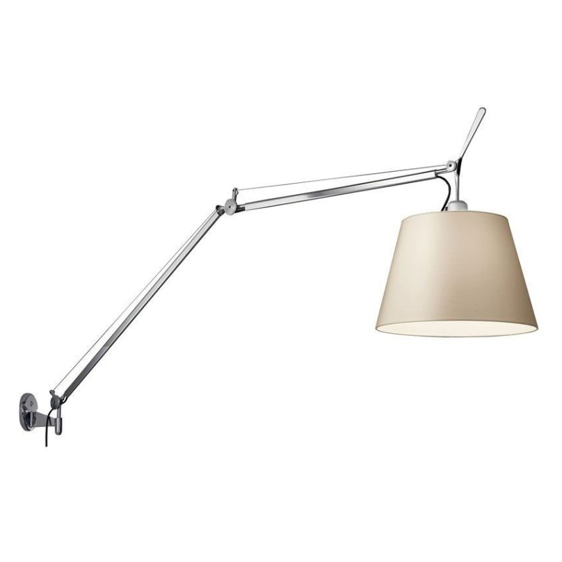 Wandlamp Tolomo Mega aluminium - kap 36 wit perkament