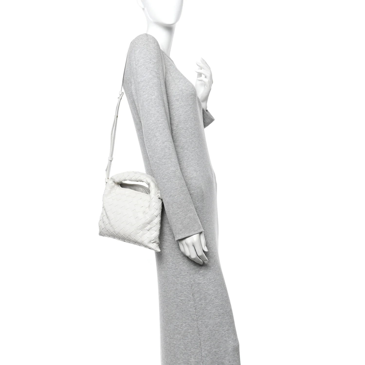 Calfskin Intrecciato Mini Hop White