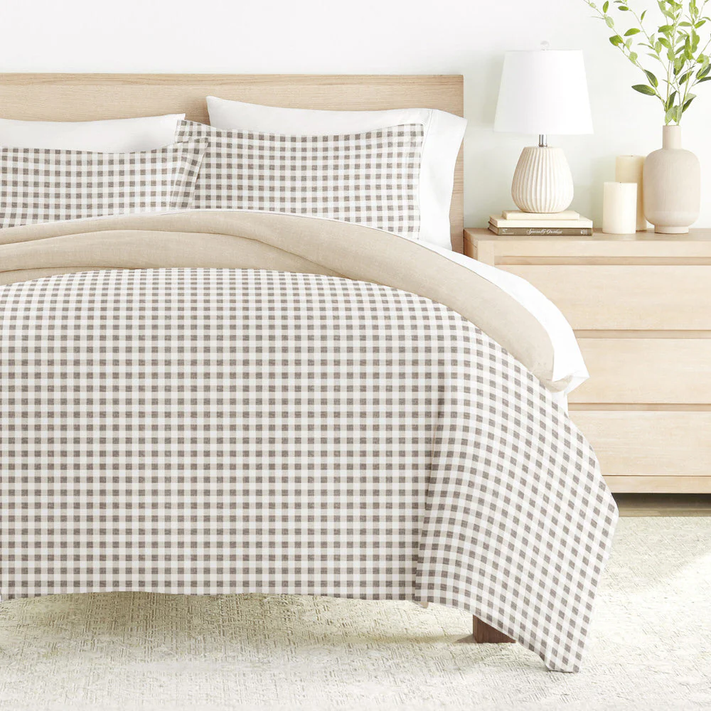 Gingham Check Pattern 3-Piece Reversible Duvet Cover Set (Sale)