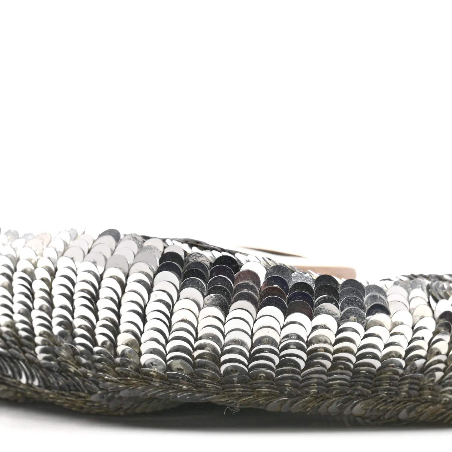 Sequin Paillettes Mini Half Moon Baguette Silver - Top Club
