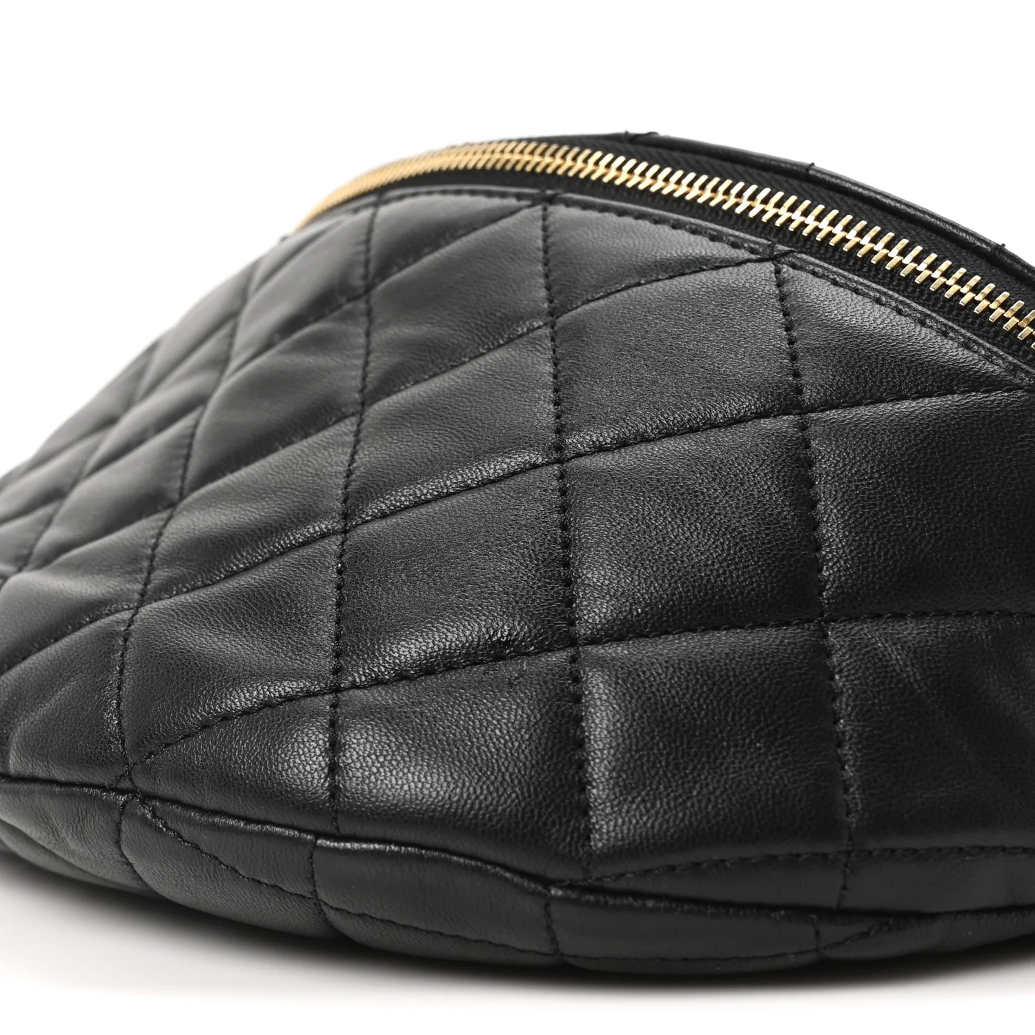 Lambskin Pearl Quilted CC Belt Bag Black - Top Club