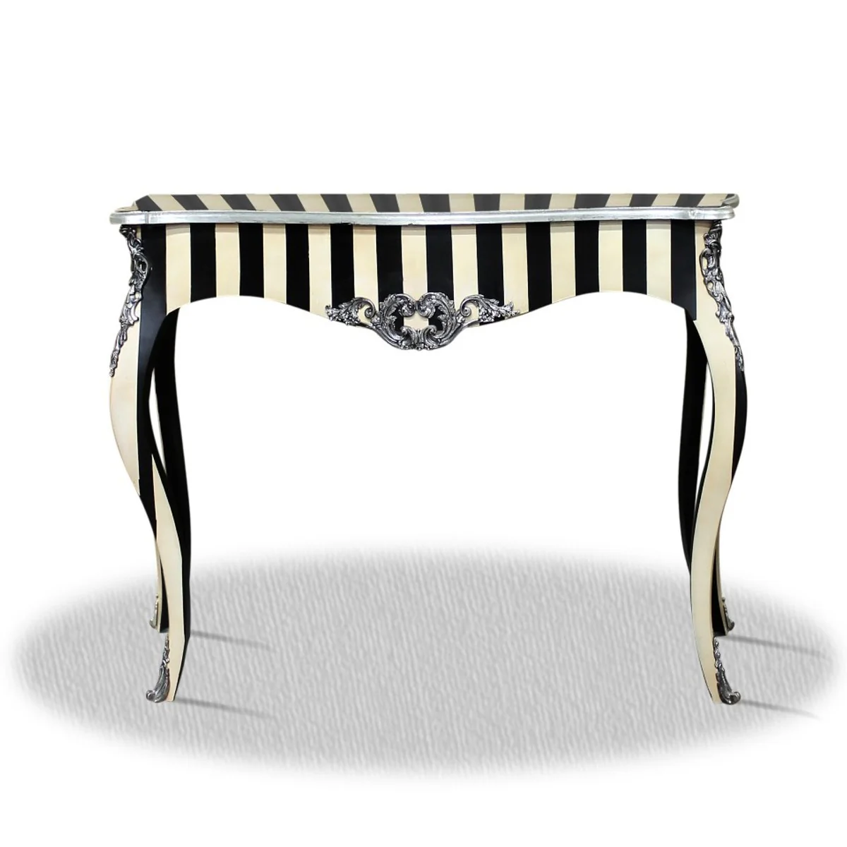 Baroque console black white silver 100 x 40 x H. 85 cm - luxury furniture