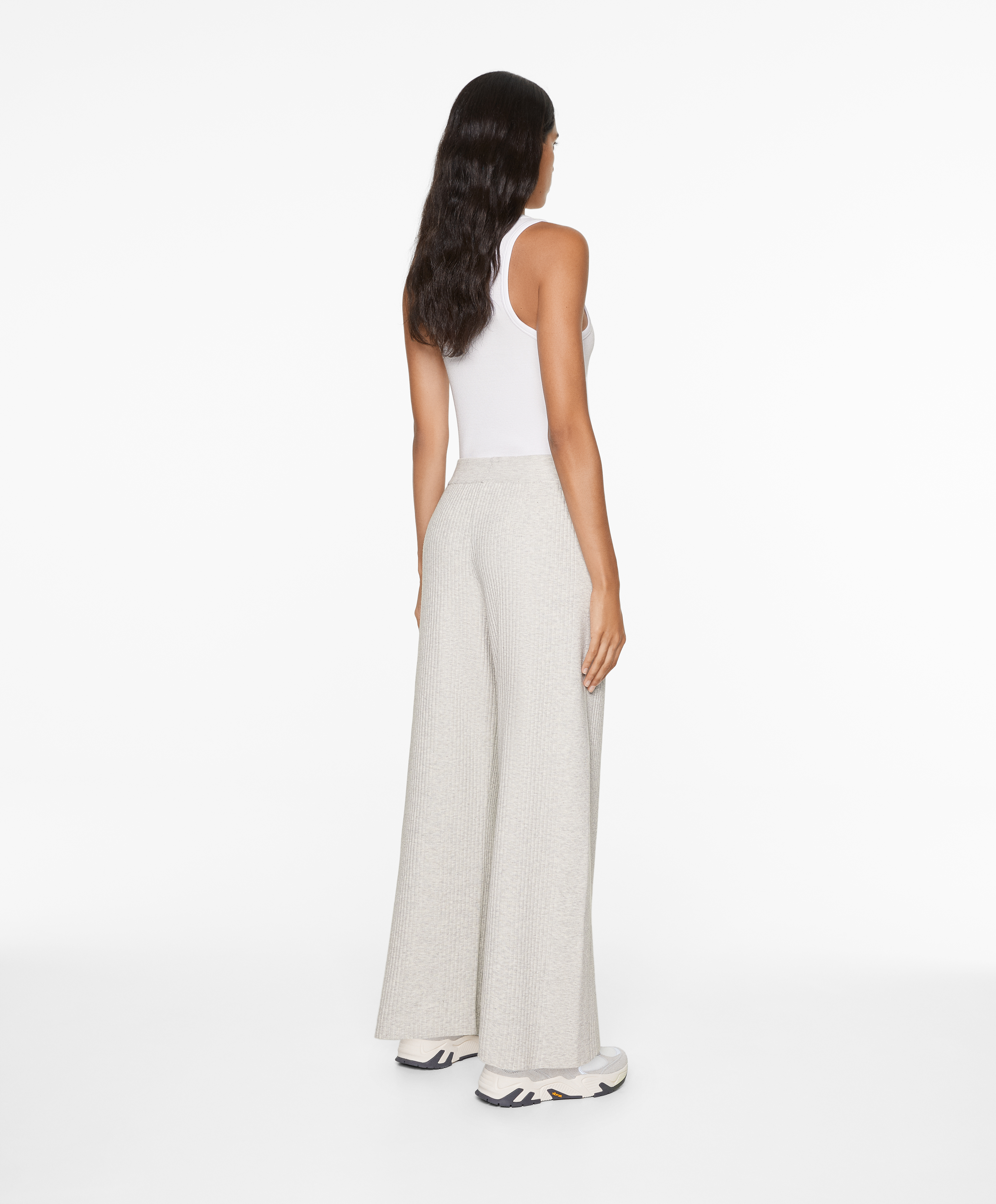 OYSHO Rib-knit straight-leg trousers