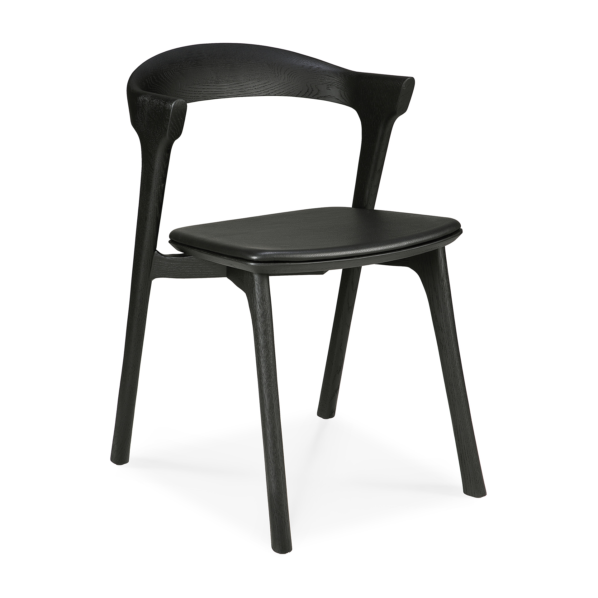 Bok stoel - eiken zwart - zwart leer