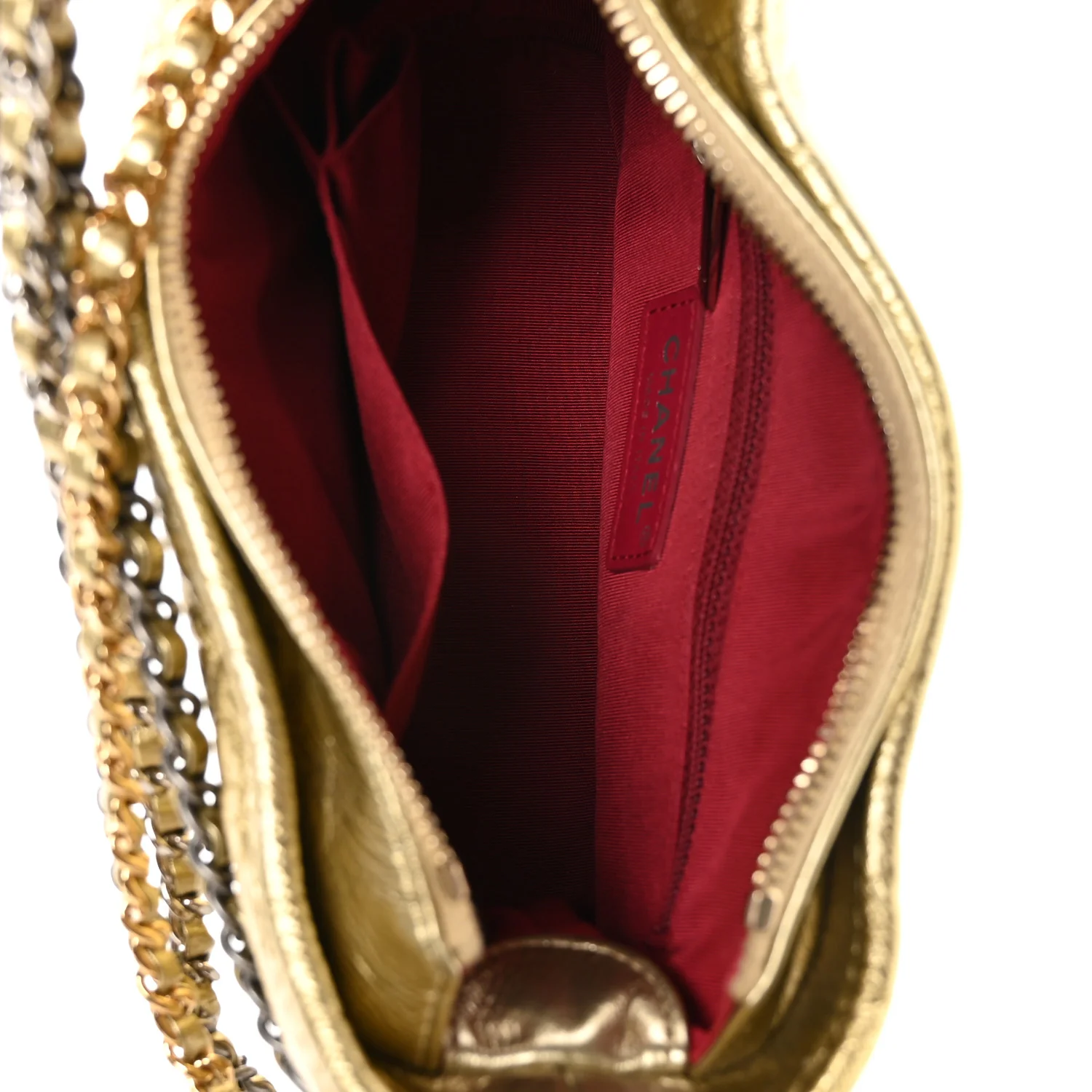 Metallic Aged Calfskin Quilted Small Gabrielle Hobo Gold - Top Club