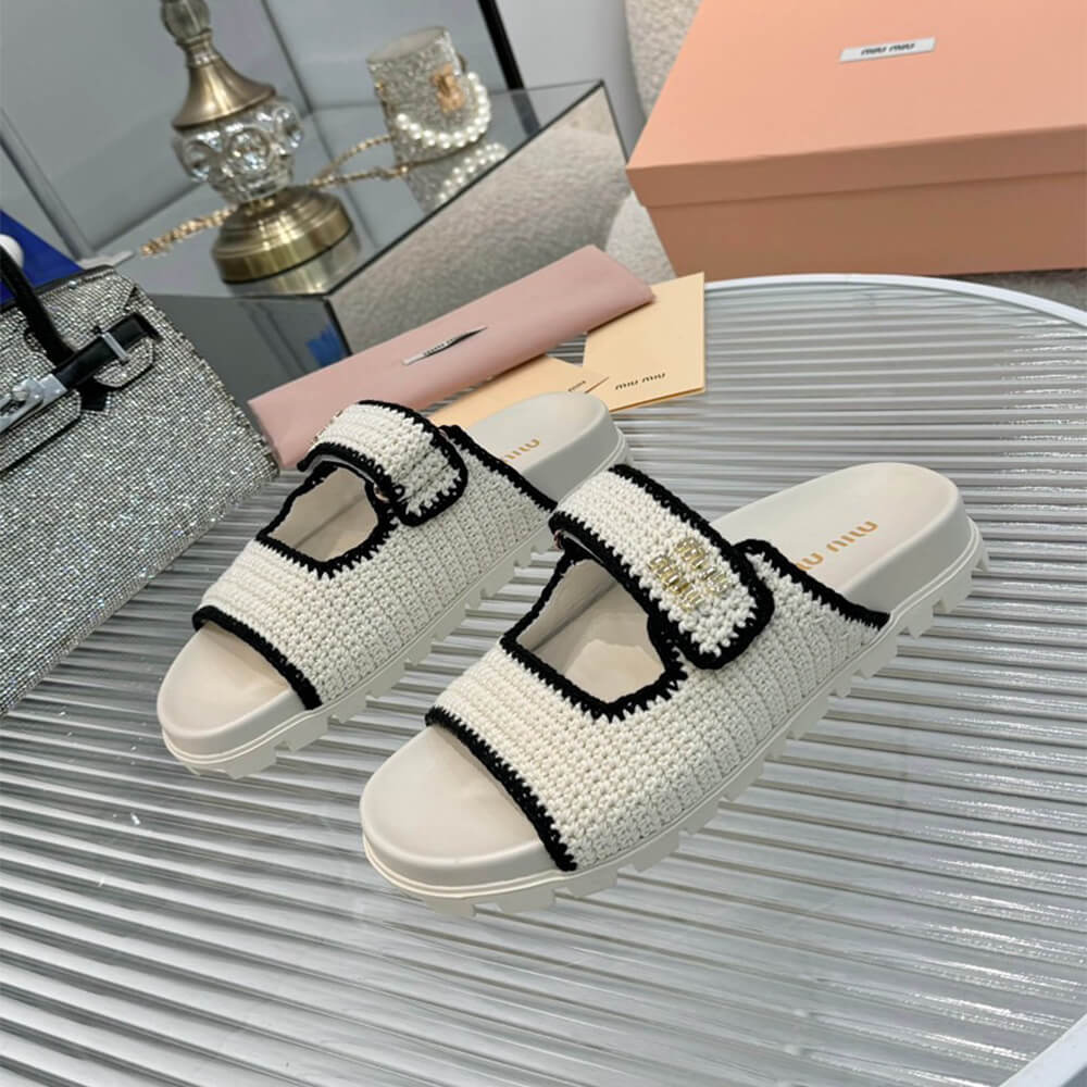 MiuMiu Crochet knit slides - Top Club