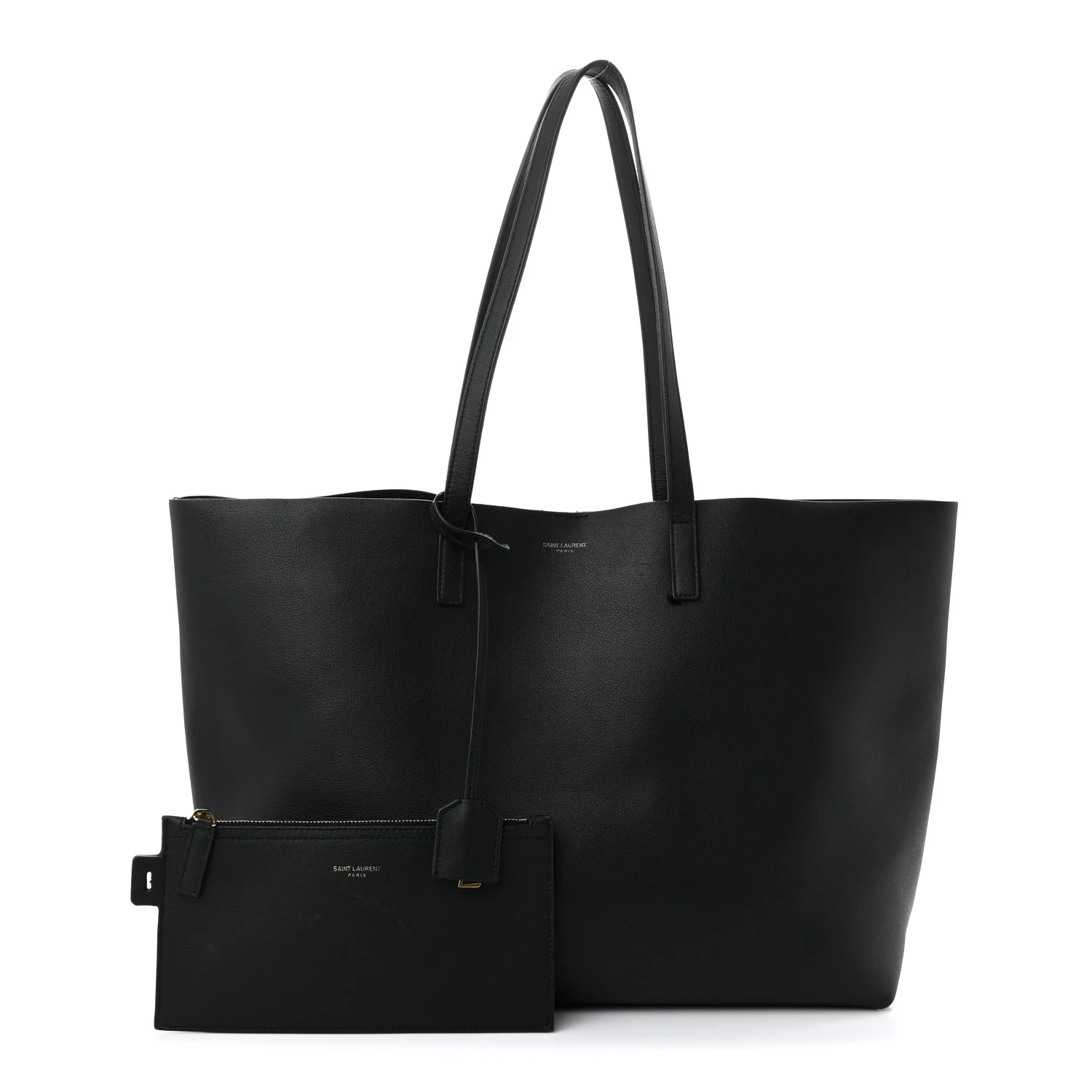 Calfskin Large Shopping Tote Black - Top Club