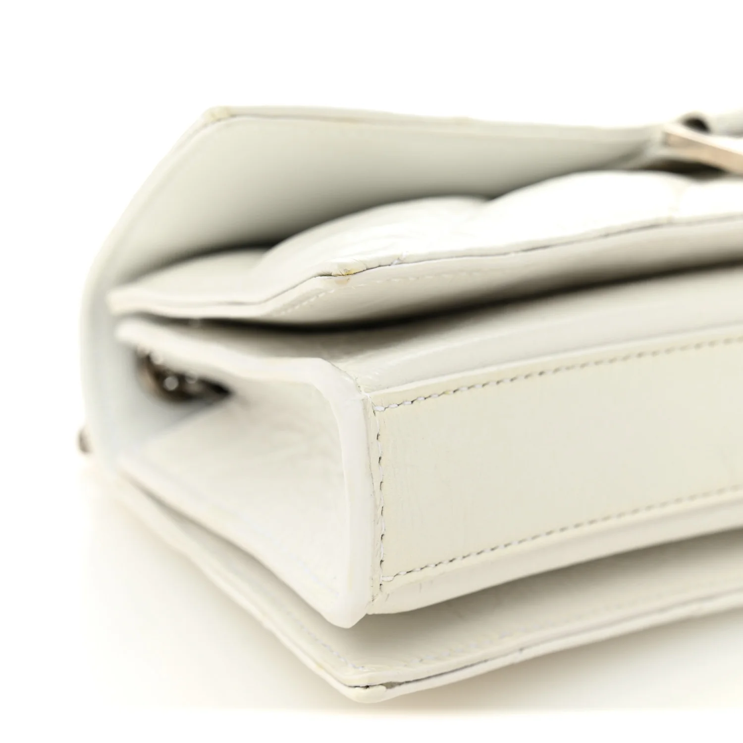 Crushed Calfskin Quilted Small Crush Chain Bag Optic White - Top Club