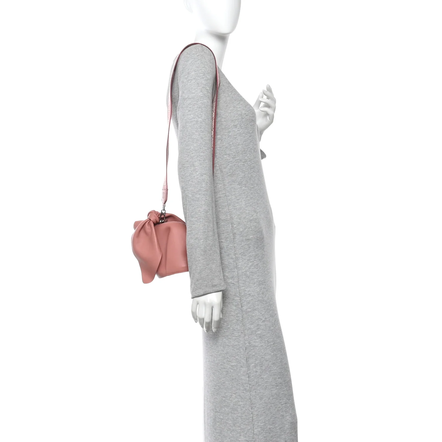 Calfskin Shearling Small Bunny Shoulder Bag Peach Bloom