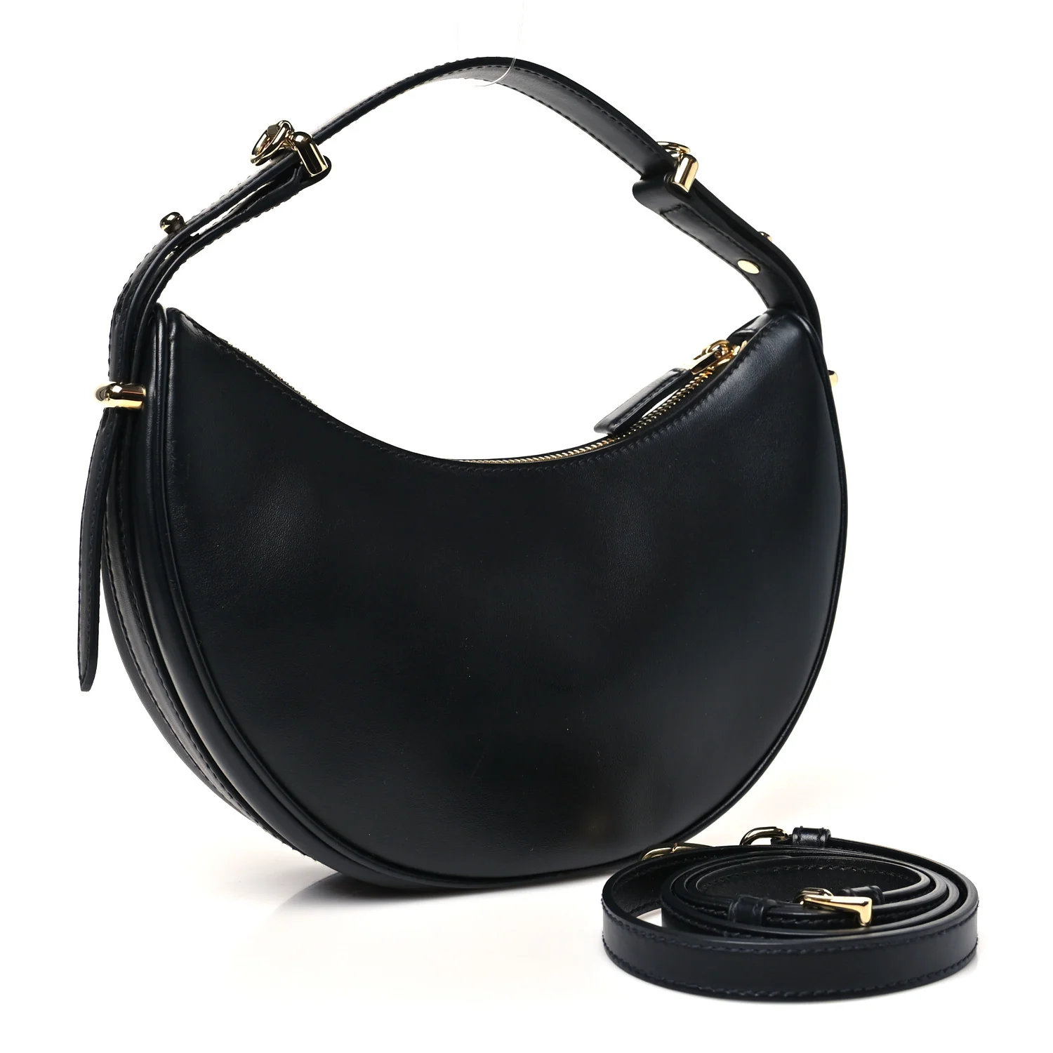 Soft Calfskin Arque Shoulder Bag Black - Top Club