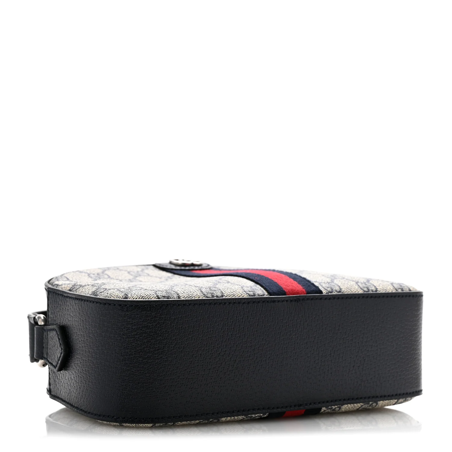 GG Supreme Monogram Textured Dollar Calfskin Web Small Ophidia Camera Bag Beige Blue - Top Club