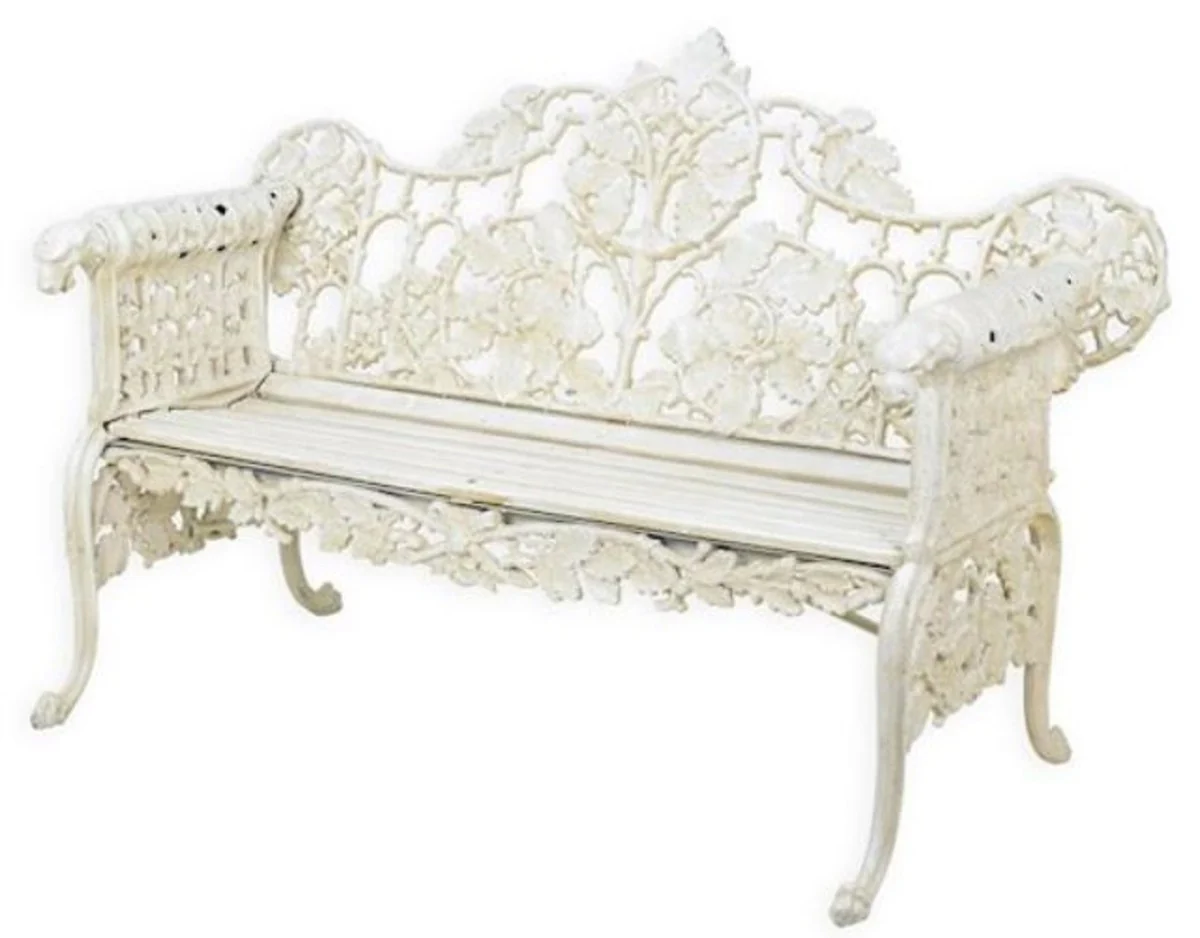 Baroque garden bench cream white 148 x H. 95 cm - Magnificent cast iron garden bench - Cast iron garden furniture - Baroque garden furniture - Garden furniture in the baroque style