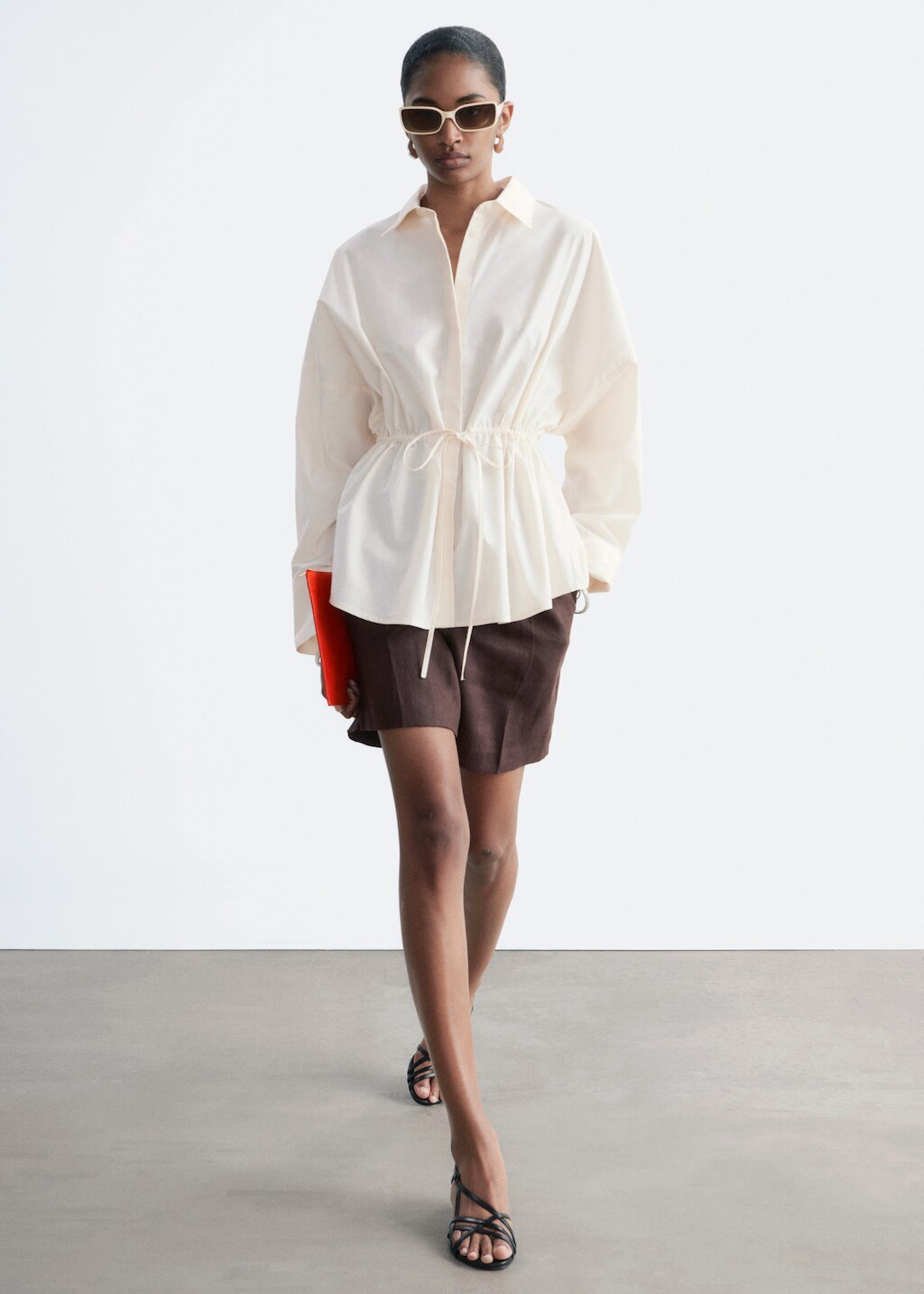 & Other Stories COTTON POPLIN DRAWSTRING SHIRT