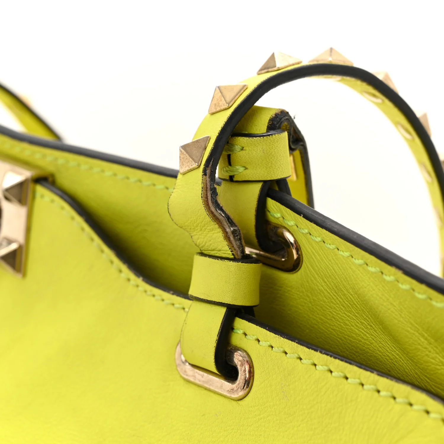 Vitello Medium Rockstud Tote Yellow Fluo - Top Club