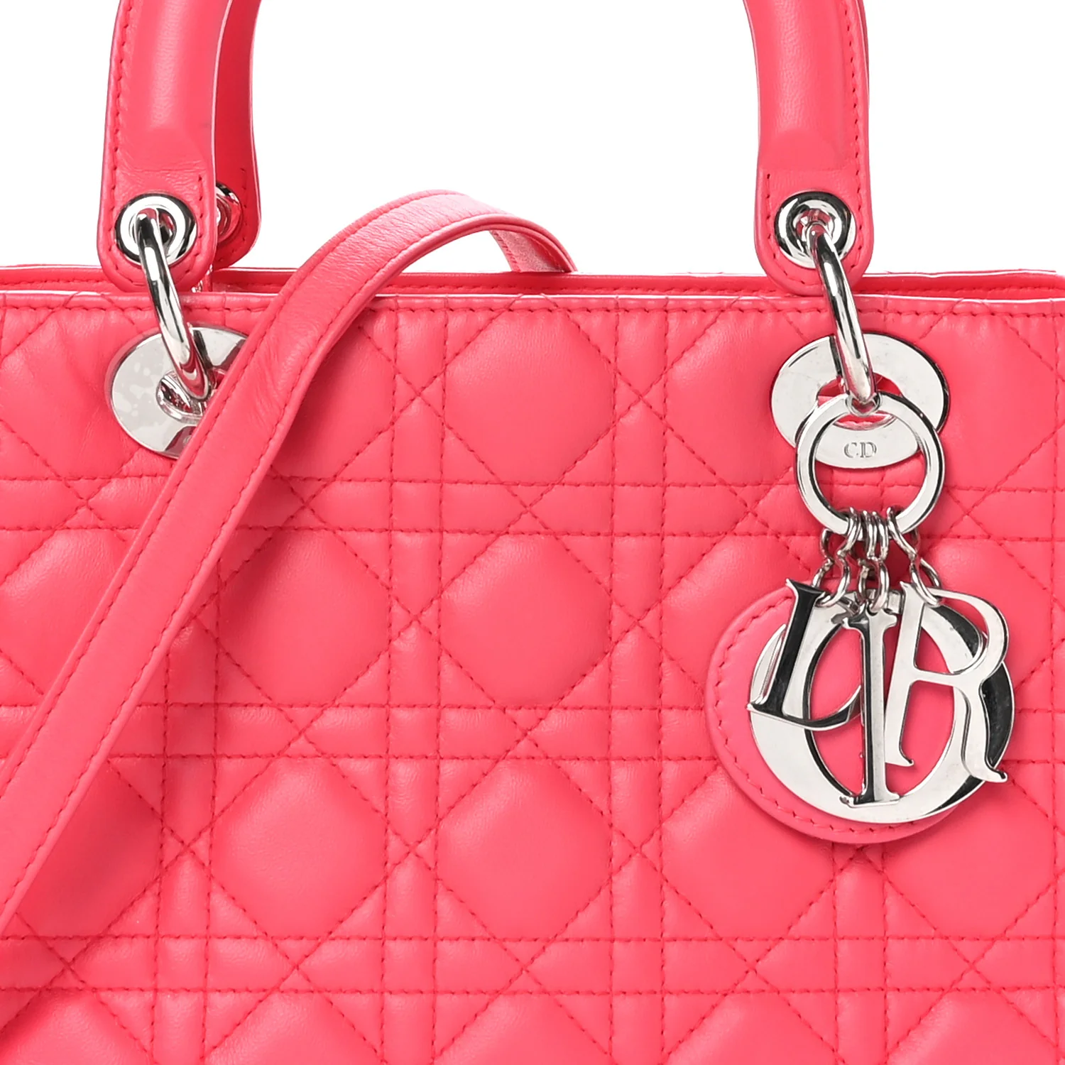Lambskin Cannage Medium Lady Dior Fuchsia - Top Club