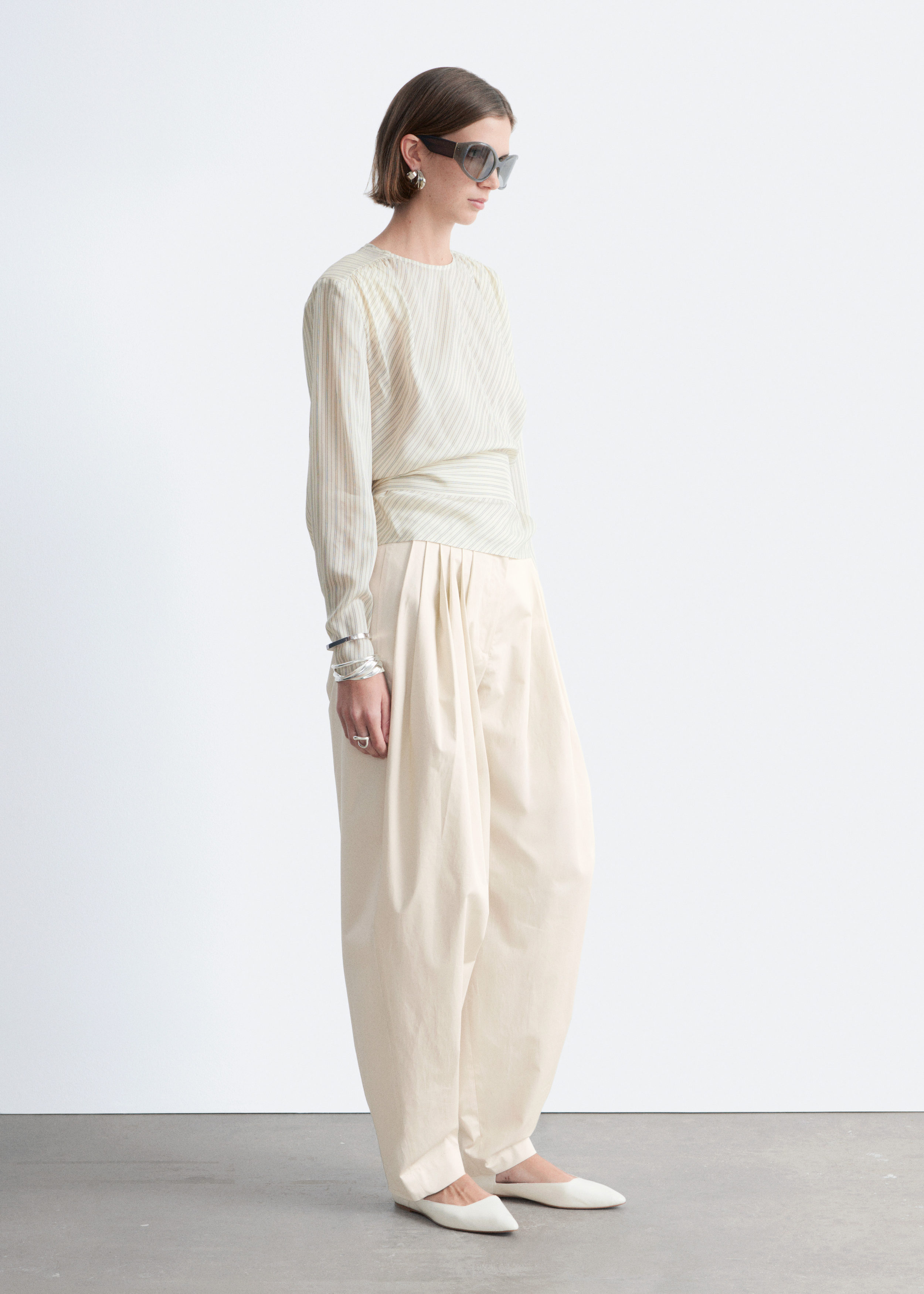 & Other Stories GATHERED TIE-BELT BLOUSE
