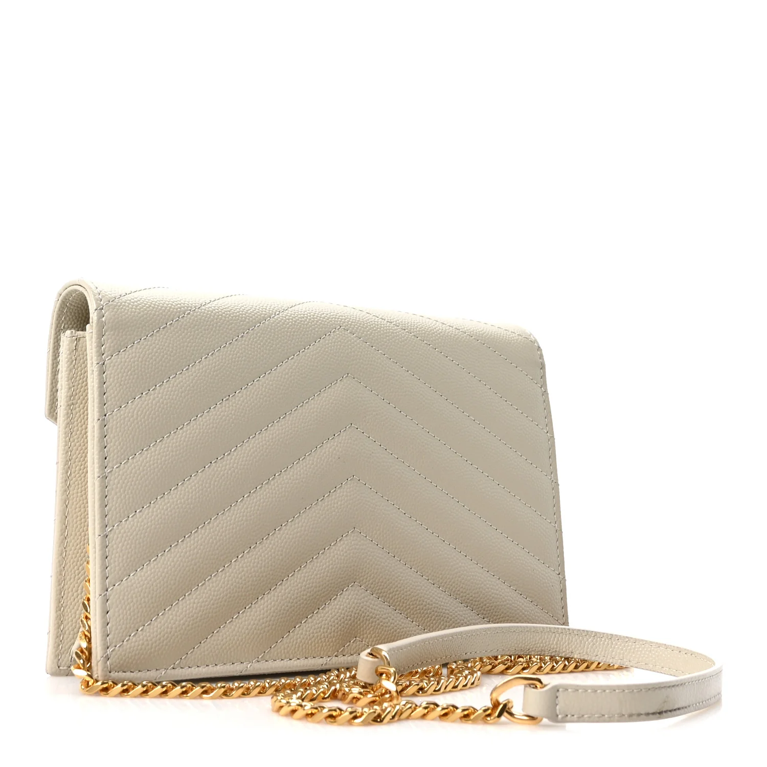 Grain De Poudre Matelasse Chevron Monogram Envelope Chain Wallet Crema Soft - Top Club