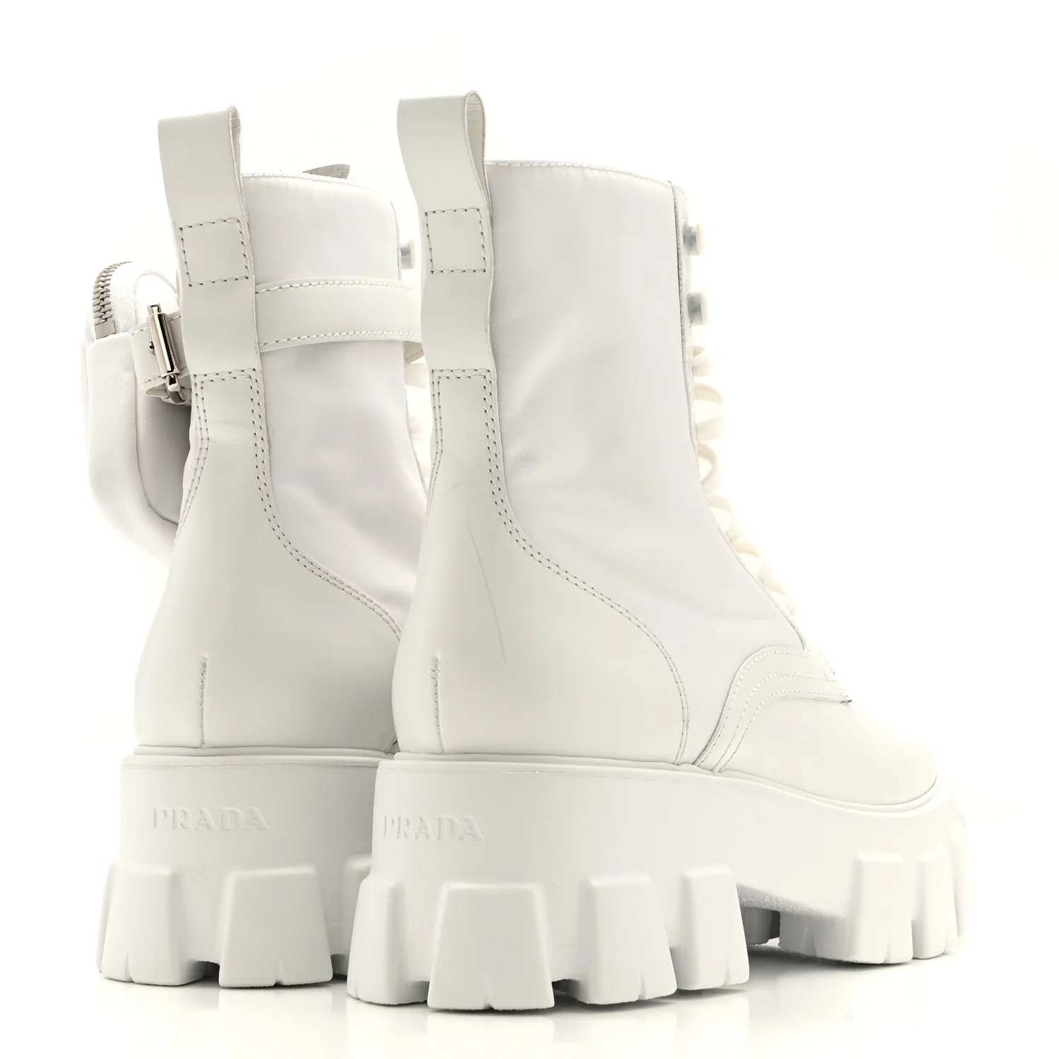 Spazzolato Rois Re-Nylon Metal Triangle Logo Monolith Pouch Pocket 55mm Boots 40 White - Top Club