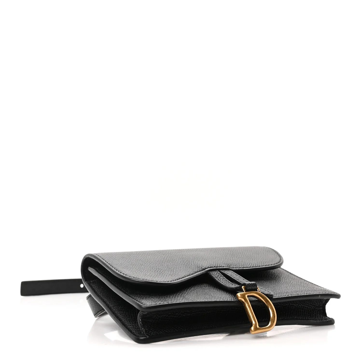 Grained Calfskin Saddle Belt Bag Black - Top Club