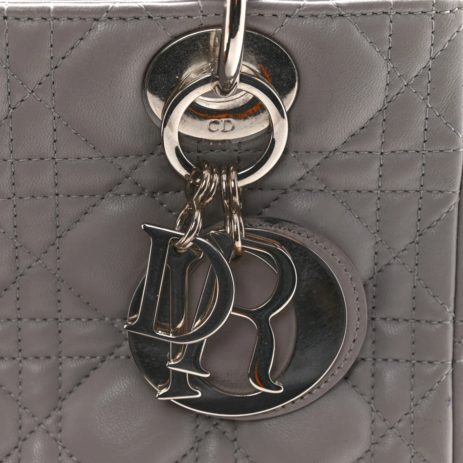 Lambskin Cannage Medium Lady Dior Grey - Top Club