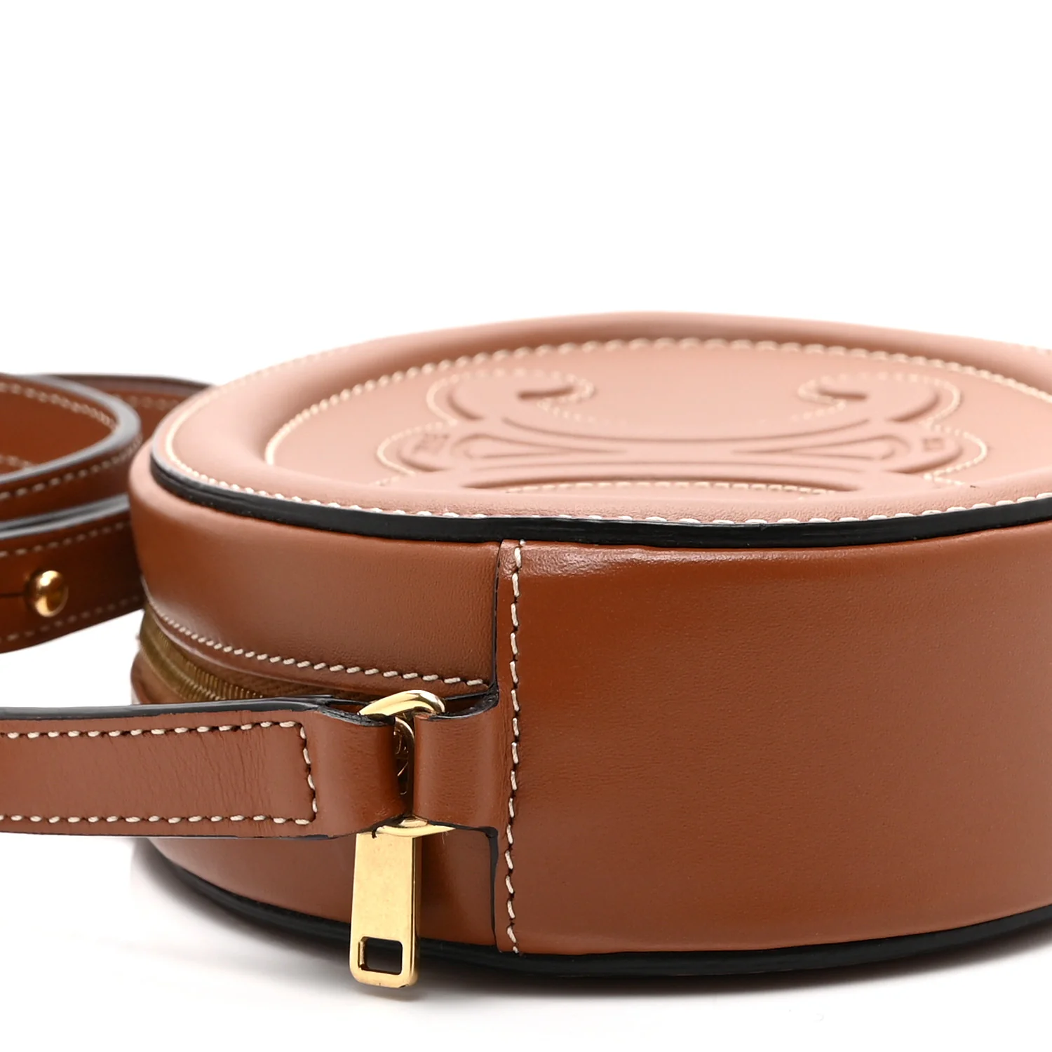 Smooth Calfskin Cuir Small Triomphe Oval Crossbody Purse Tan - Top Club