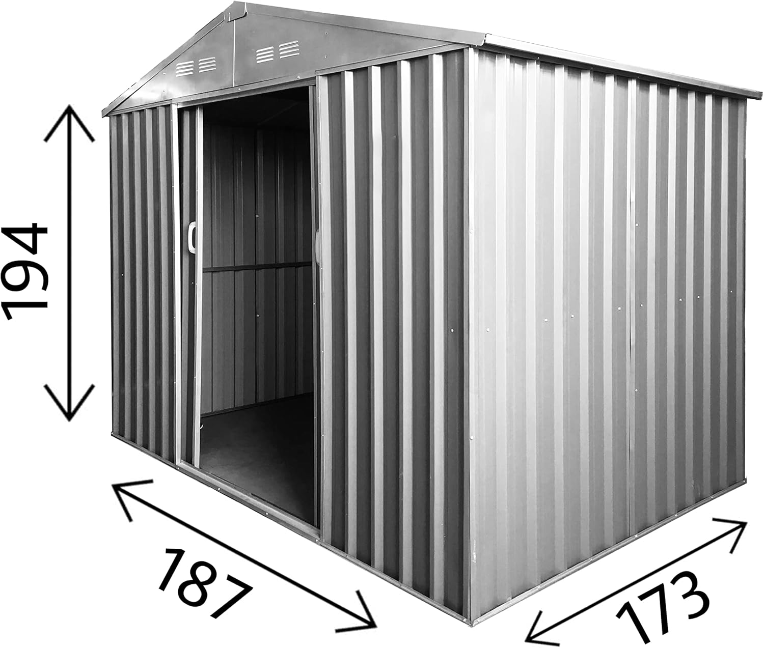 Casetta Garage da Giardino Porta Utensili Box in LAMIERA ZINCATA 0,27 mm Verniciata di Verde con Porte scorrevoli (M L187 x P173 x H194)