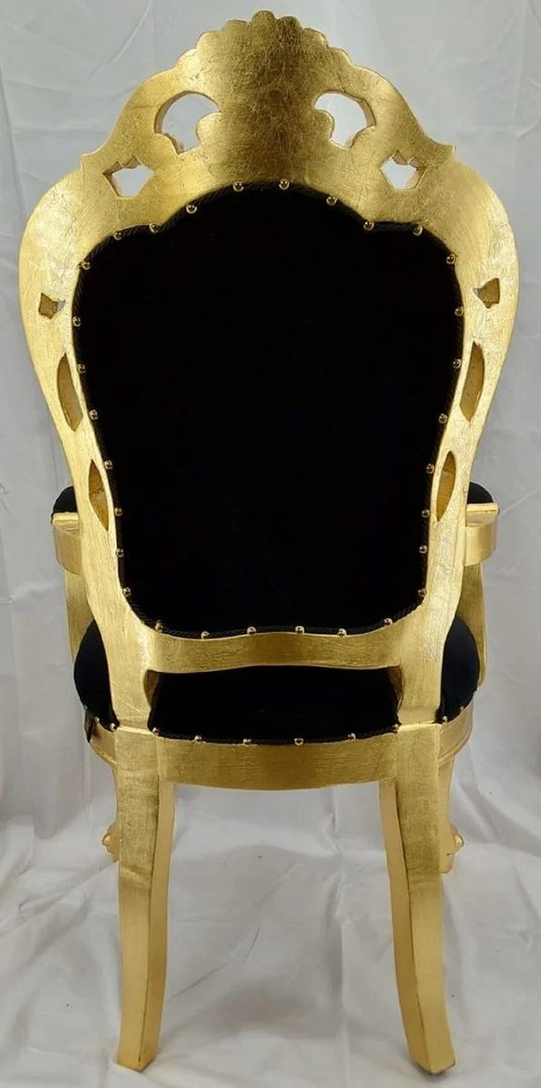 Pompöös by Luxury Baroque Dining Room Chair with Armrests Black / Gold - Pompööser Baroque Chair designed by Harald Glööckler - Baroque Dining Room Furniture