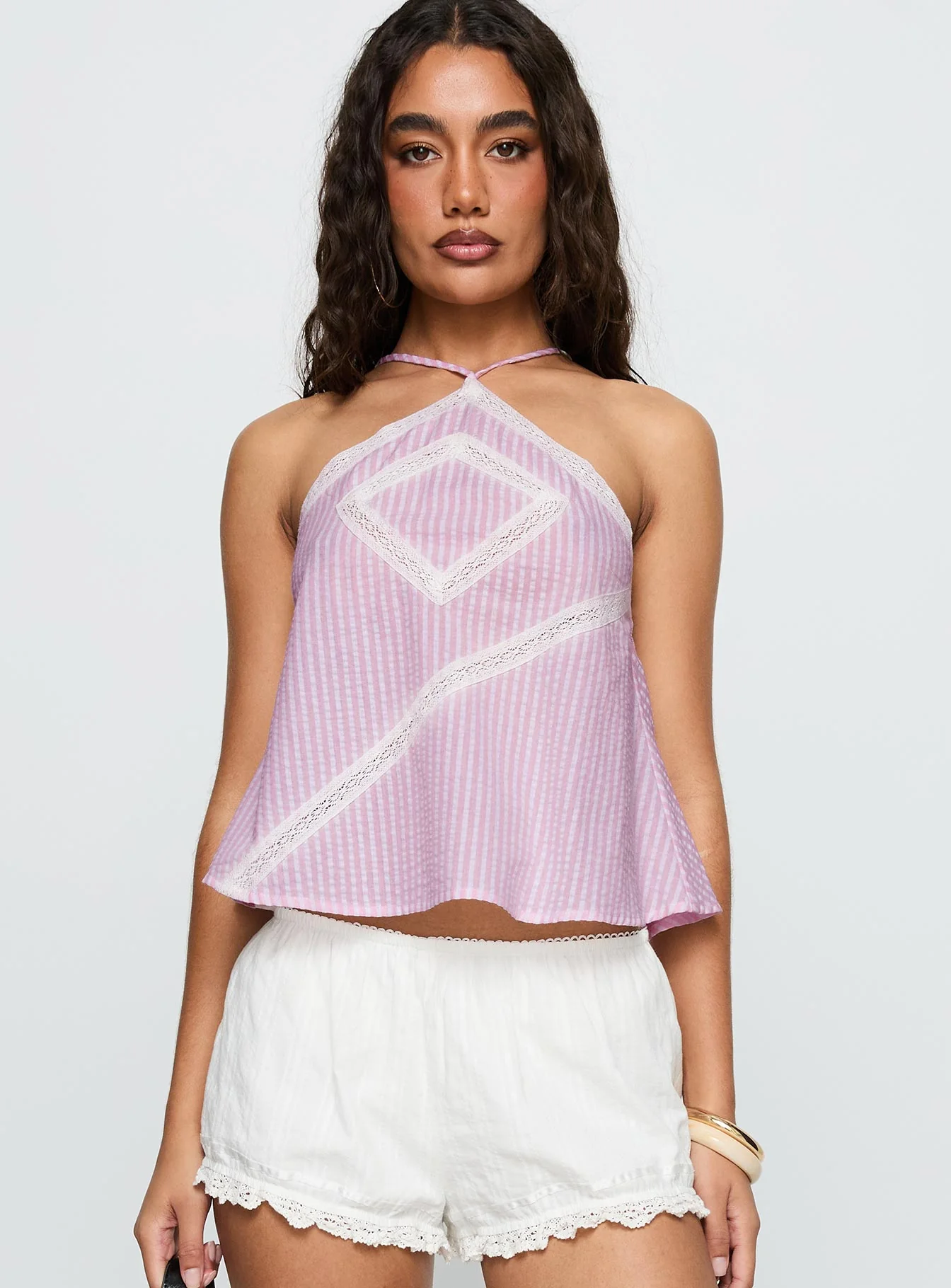 Jezabele Halter Top Pink Stripe