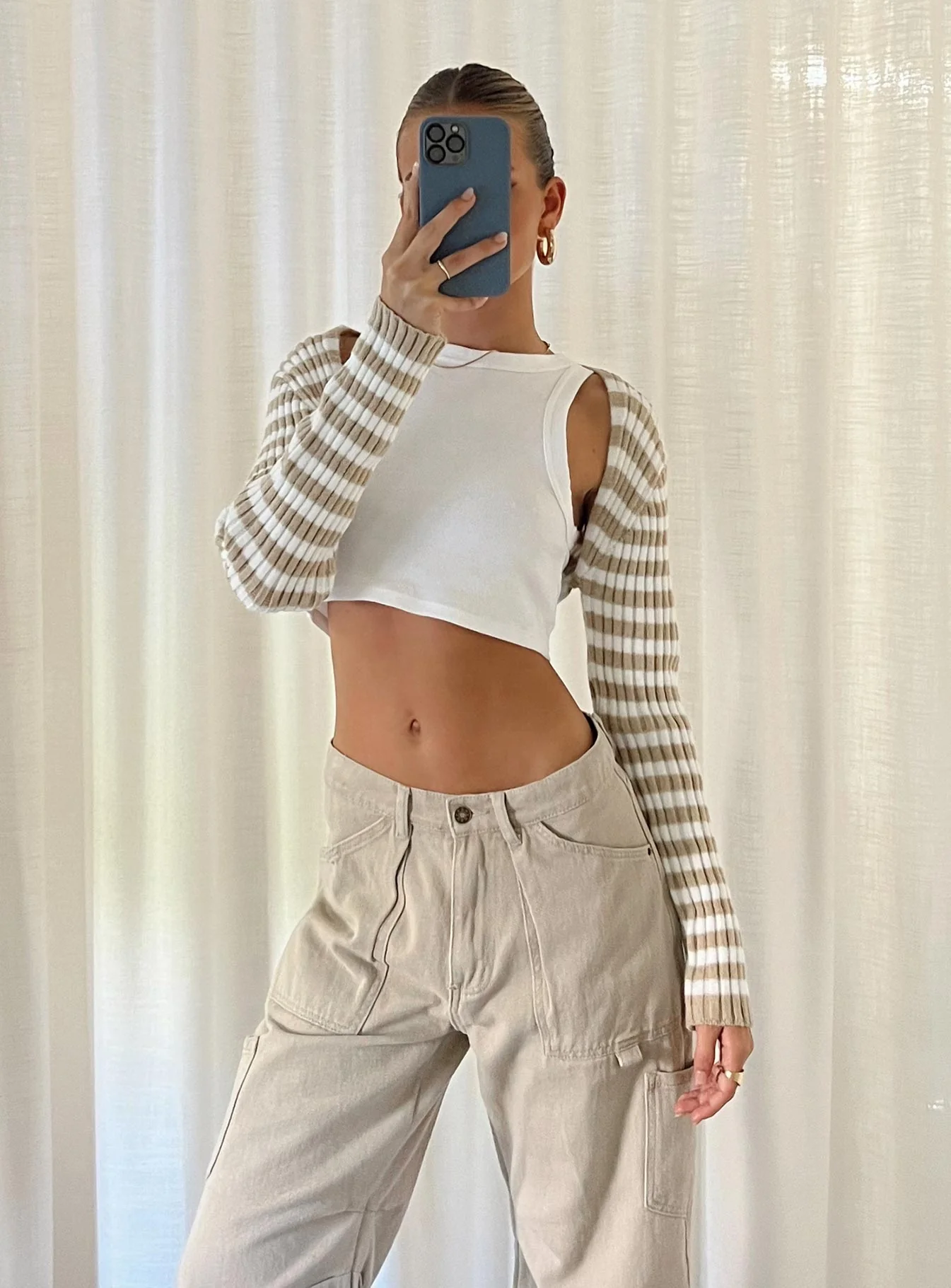 Aytan Bolero Sweater Beige/White