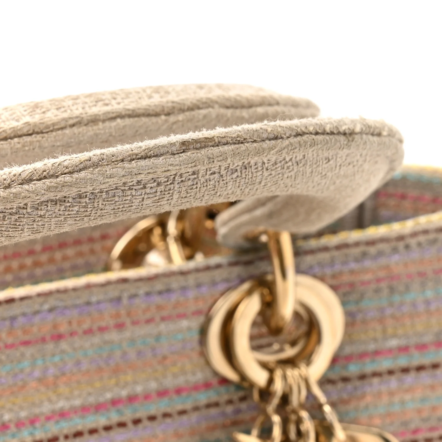 Canvas Embroidered Medium Lady D-Lite Beige Multicolor - Top Club