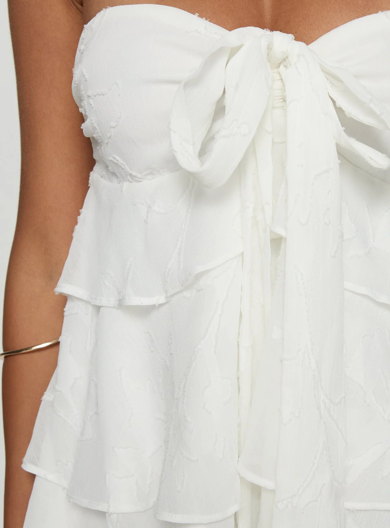 Kalari Strapless Layered Mini Dress White