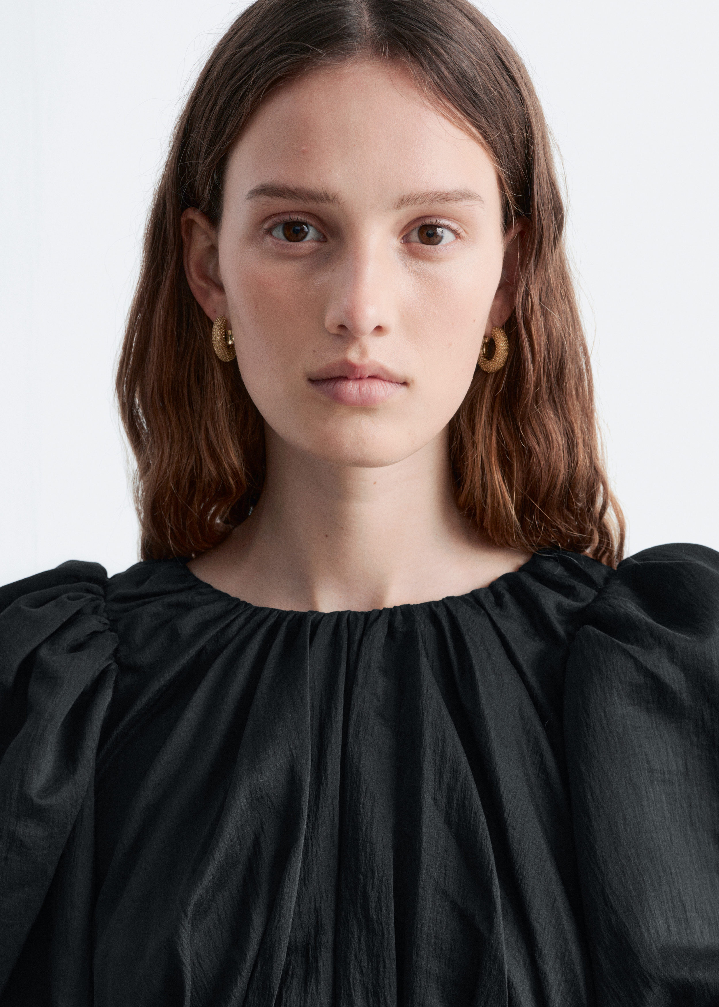 & Other Stories PEPLUM-FRILL PUFF-SLEEVE TOP