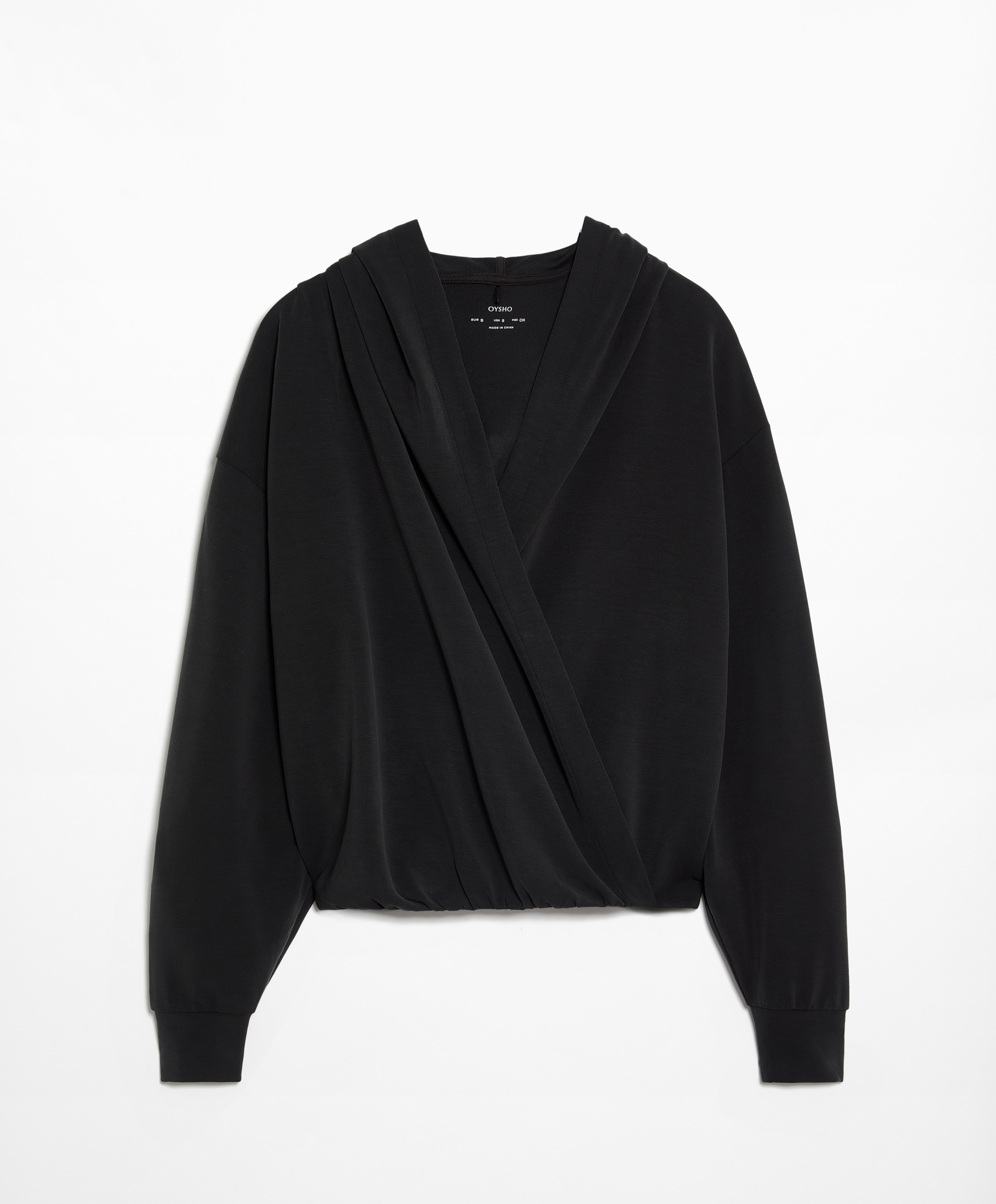 OYSHO Hooded wrap sweatshirt with modal