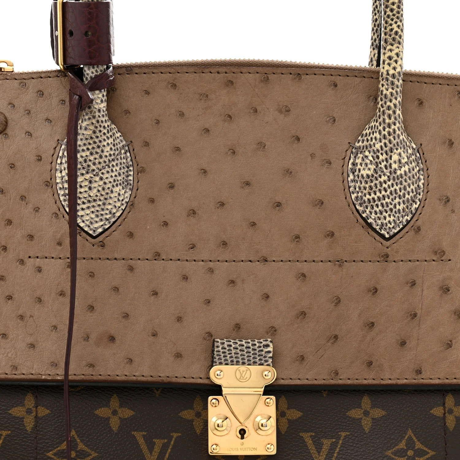 Ostrich Lizard Majestueux Tote MM Bordeaux - Top Club