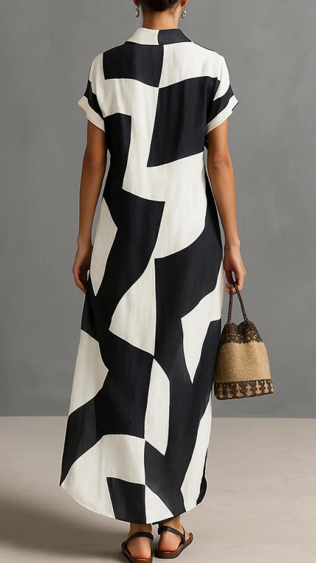 Women's Geometric Print Shirt Dress - Nordfashionstorm - Women's Clothing, Fashion for You - Nordfashionstorm.com