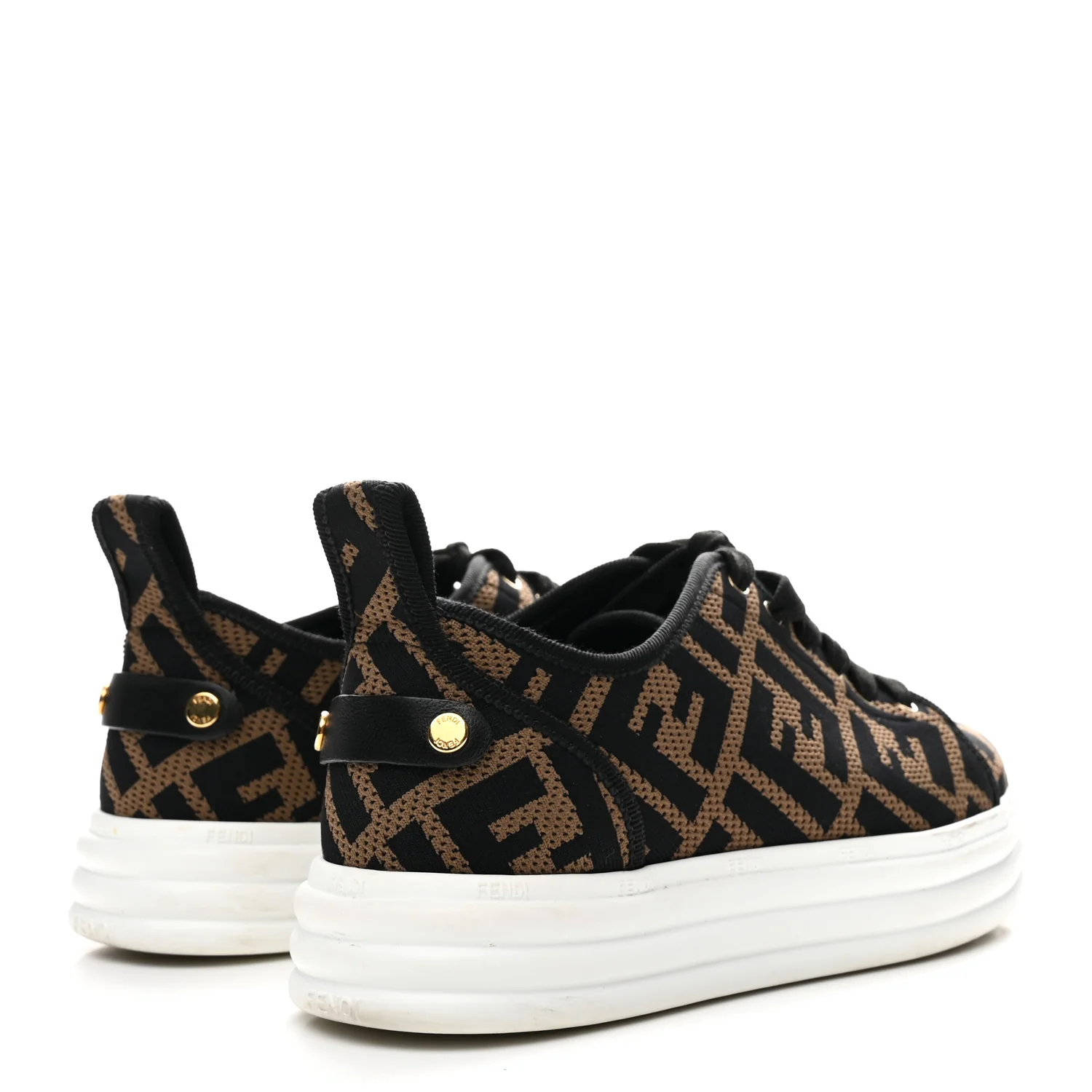 Fabric FF Micro-Perforated Rise Low Top Sneakers 36 Tobacco Black - Top Club