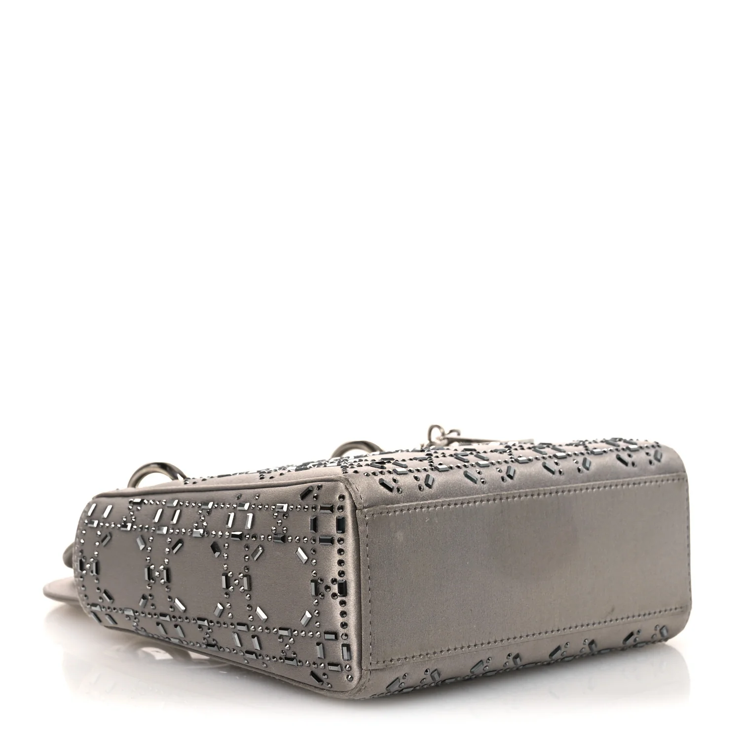 Satin Crystal Cannage Mini Lady Dior Gray - Top Club